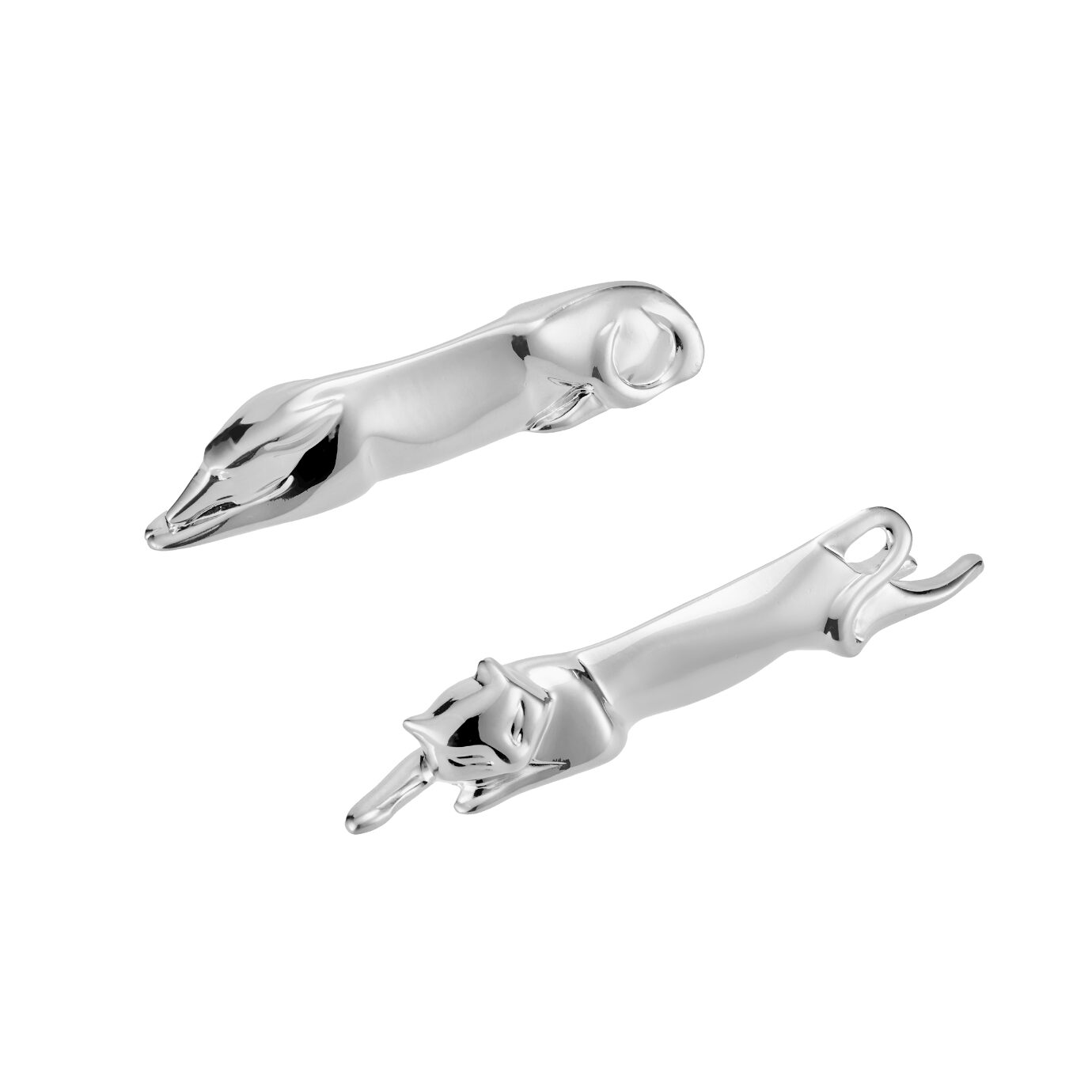 Christofle Gallia Silver-Plated Dog & Cat Knife Rest Set in silver-plate on a white background