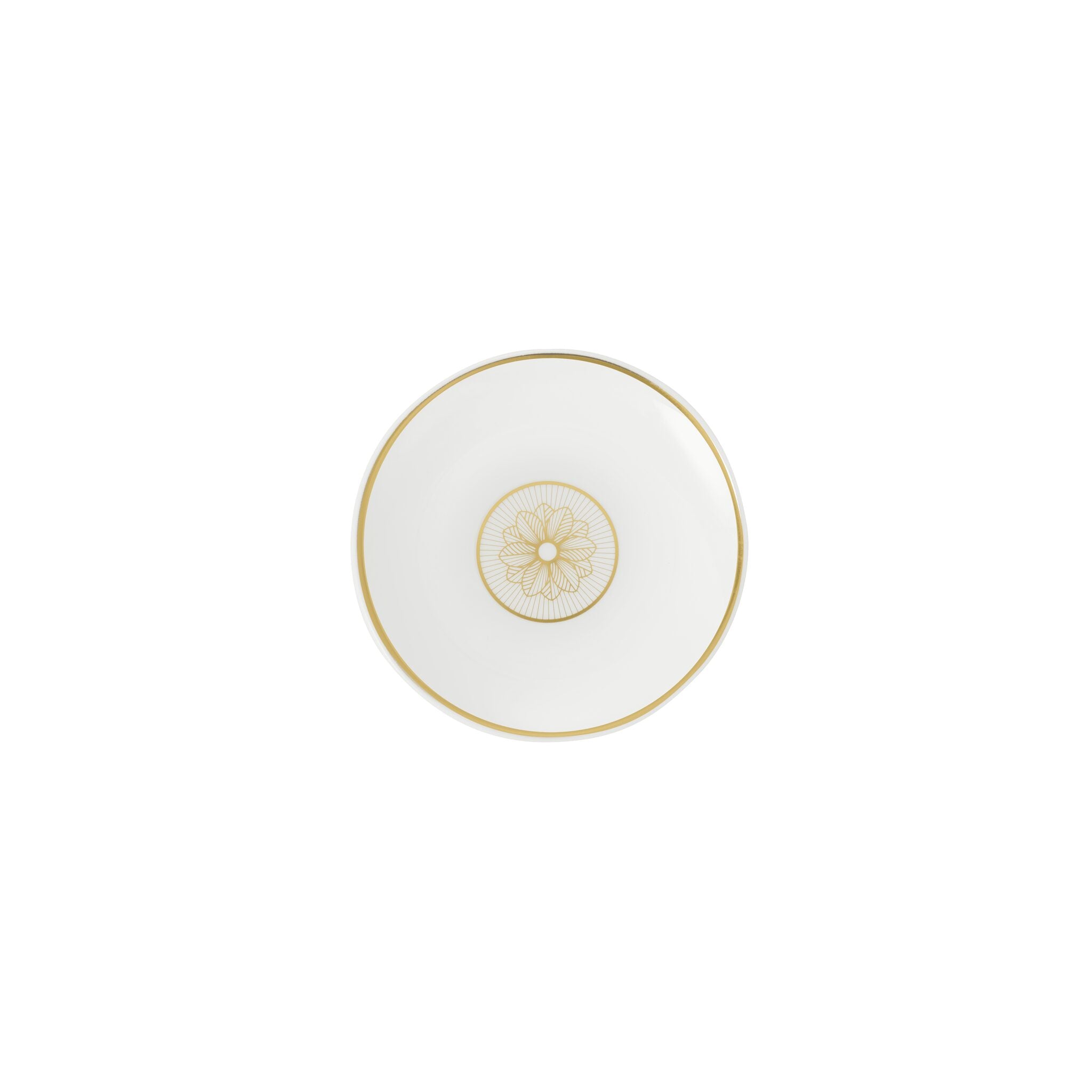 Christofle Malmaison Set of 2 Porcelain Chinese Cups Gold Finish in porcelain on a white background