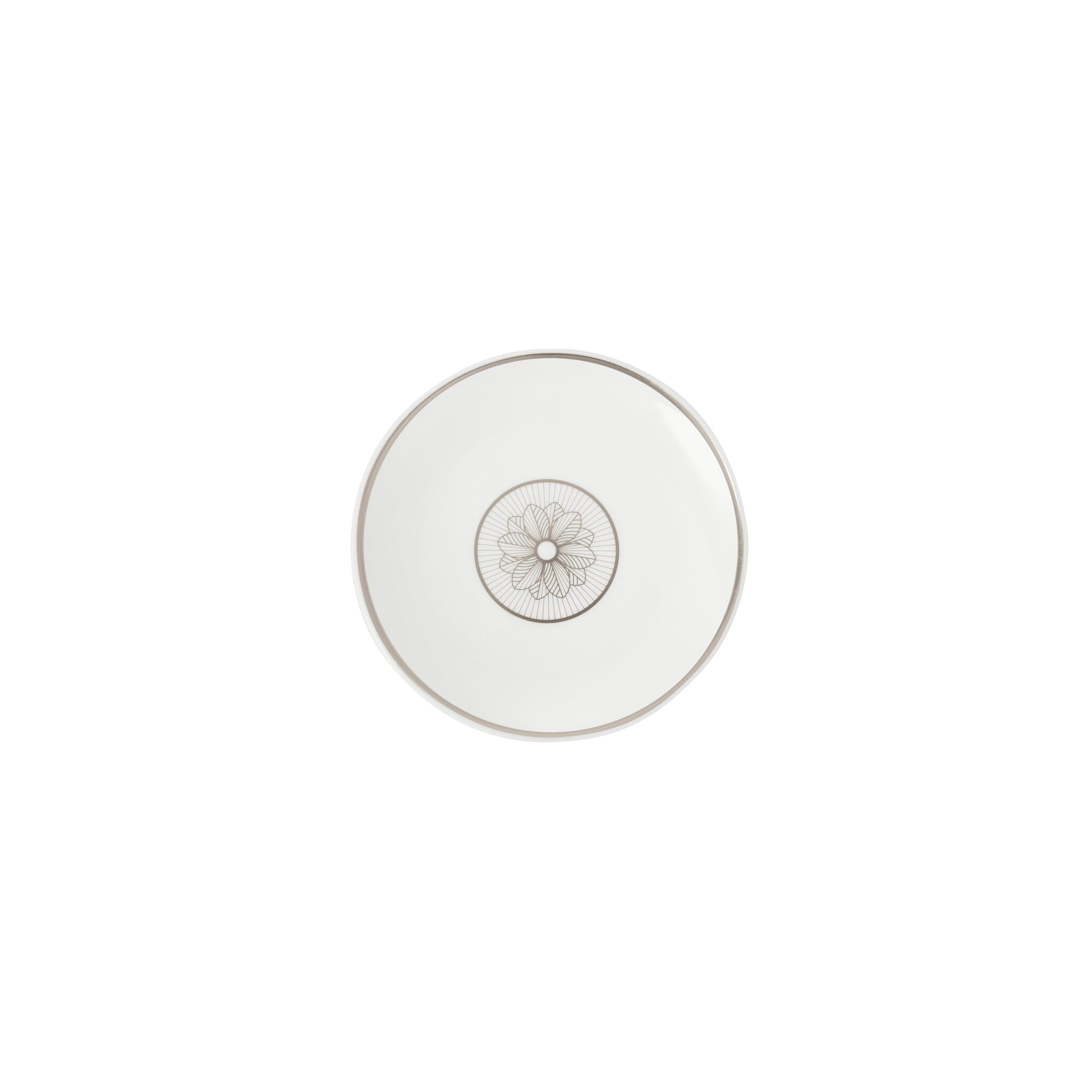 Christofle Malmaison Set of 2 Porcelain Chinese Cups Platinum Finish in porcelain on a white background