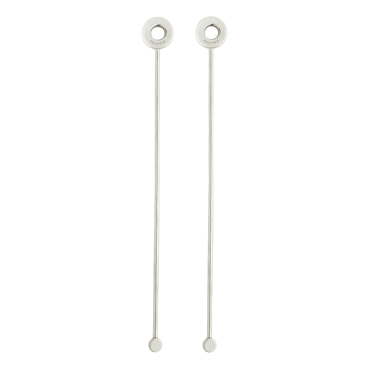 Christofle Oh de Christofle Stainless Steel Cocktail Stirrers, Set of 2 in stainless steel on a white background