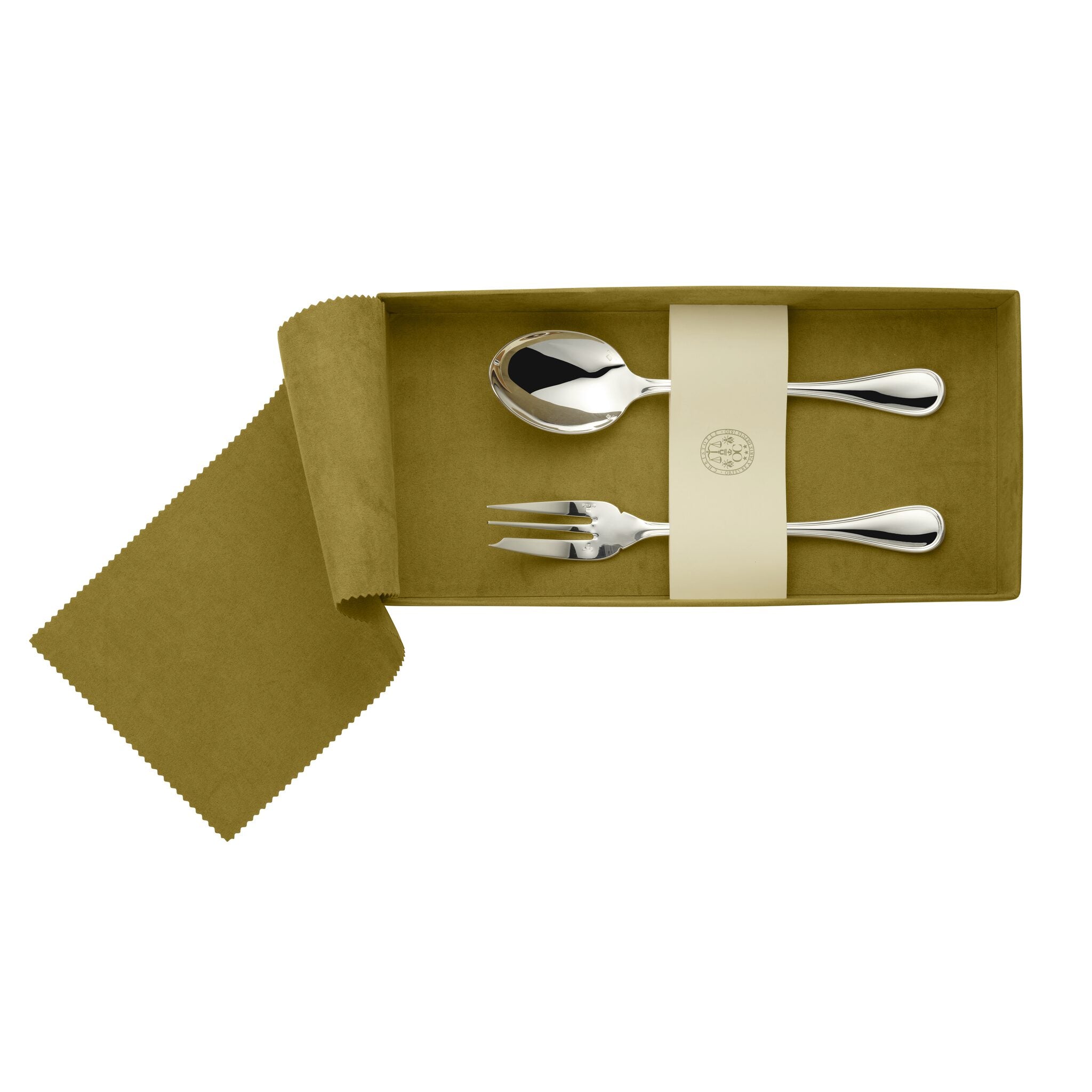 Christofle Albi Silver-Plated Serving Piece Set of 2 in silver-plate on a white background