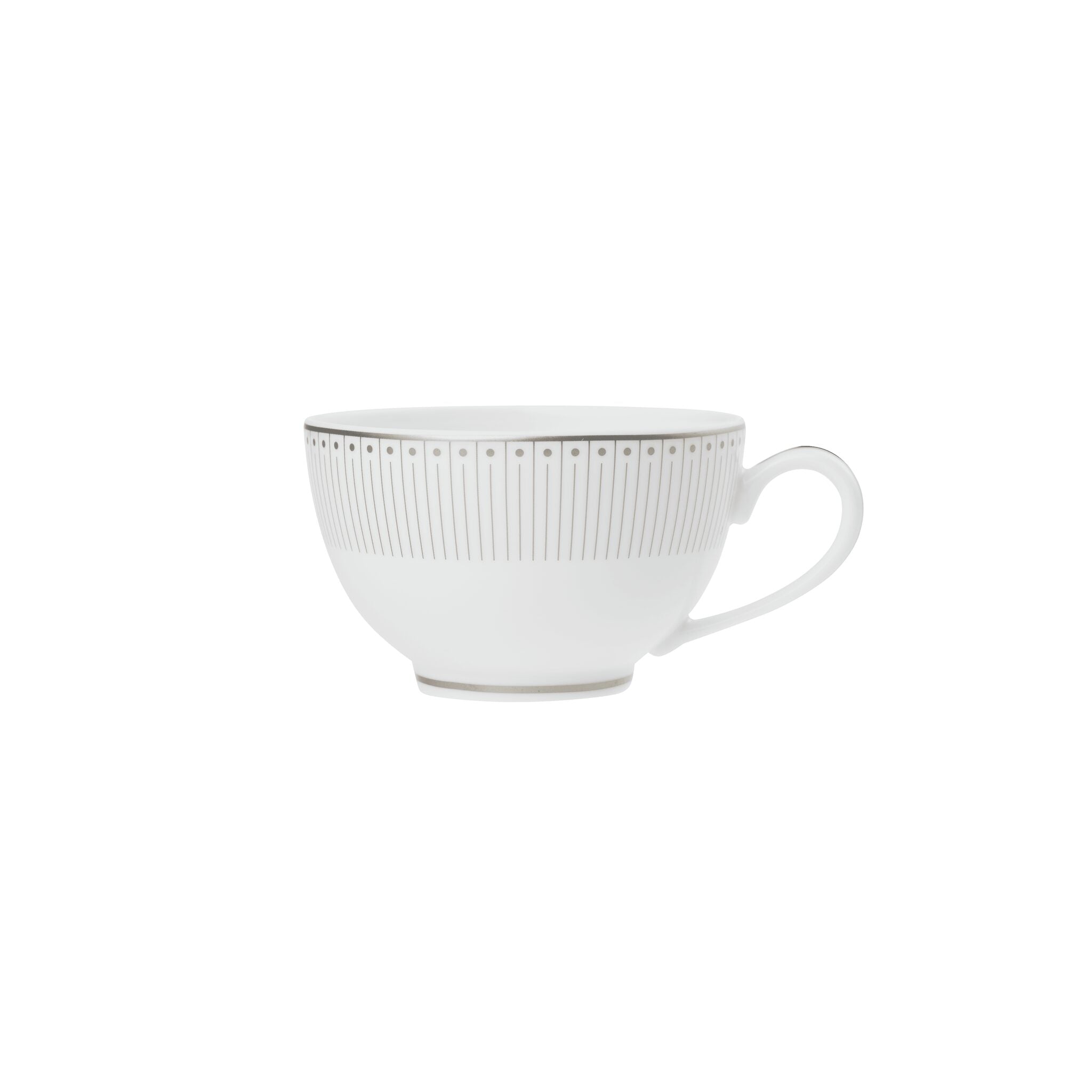 Christofle Malmaison Set of 2 Porcelain Tea Cup and Saucers Platinum Finish — additional view