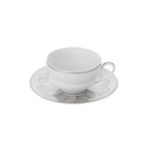 Christofle Malmaison Set of 2 Porcelain Tea Cup and Saucers Platinum Finish — additional view