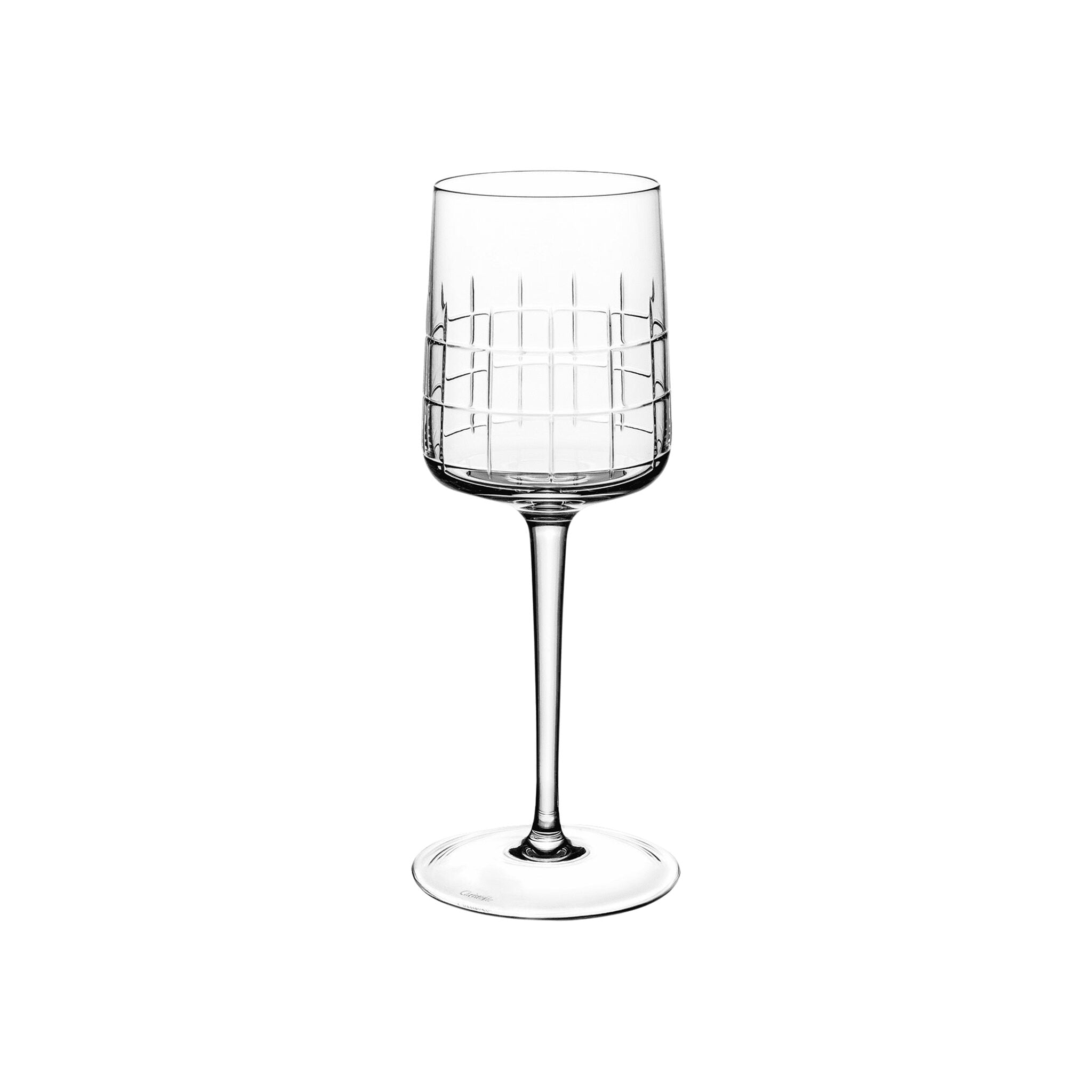Christofle Graphik Crystal Water Glass Set in crystal on a white background