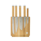 Christofle Set of 5 Knives + Knives Block Royal Chef on a white background