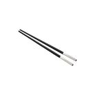 Christofle Black Chinese Chopsticks and Vertigo Chopsticks Rest in silver-plate on a white background