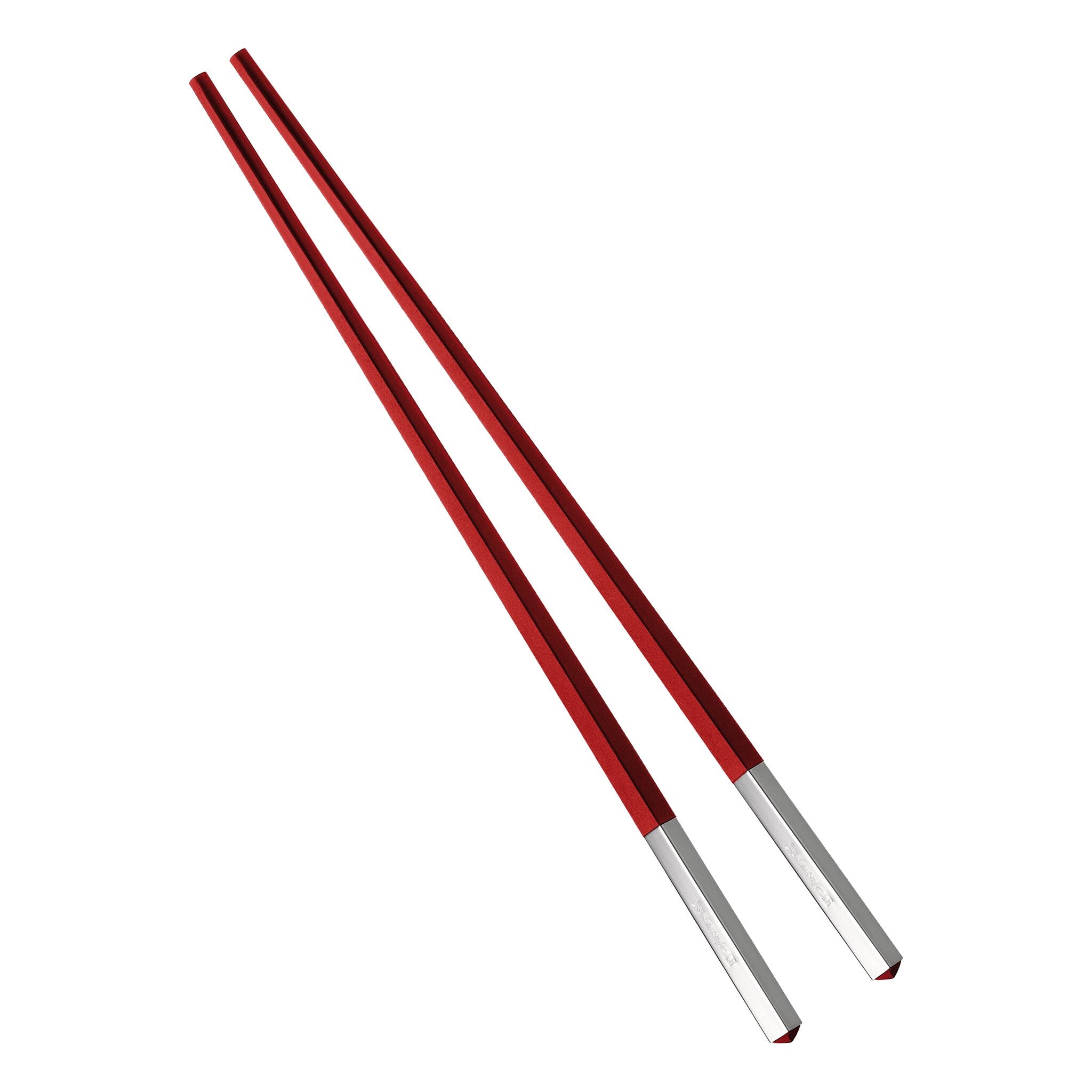 Christofle Silver-Plated Red Chinese Chopsticks in silver-plate on a white background