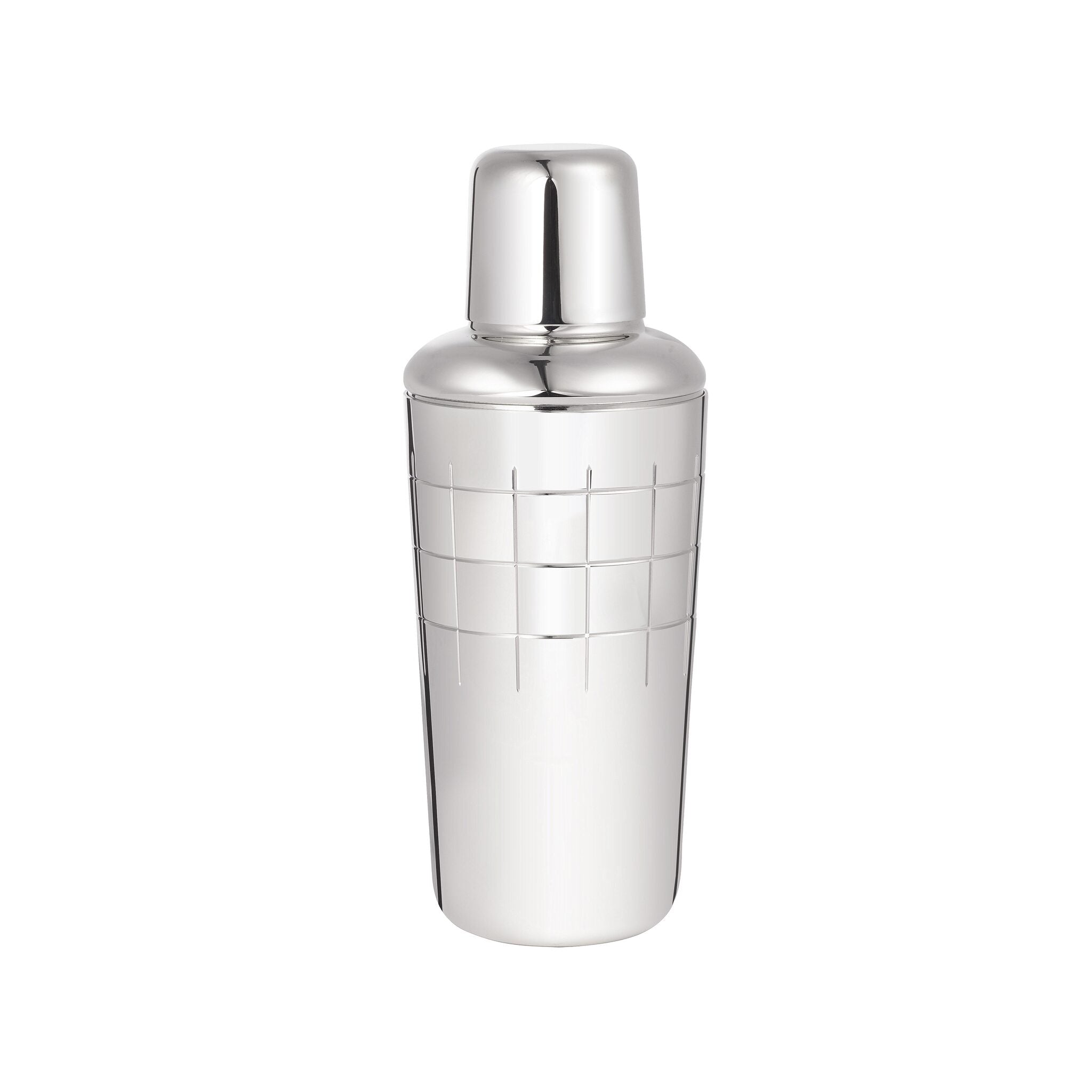 Christofle Graphik Silver-Plated Cocktail Shaker in silver-plate on a white background