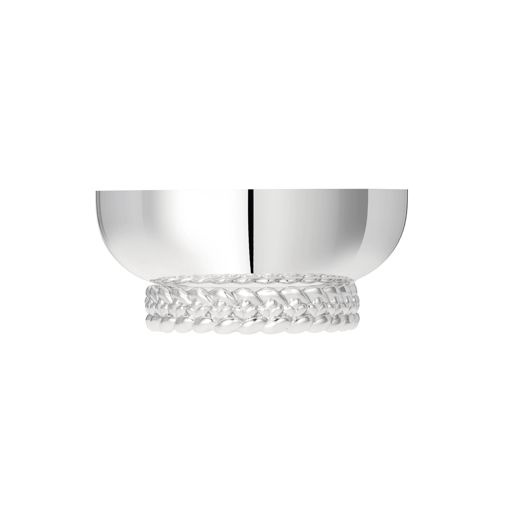 Christofle Babylone Small Silver Plated Bowl in sterling silver on a white background