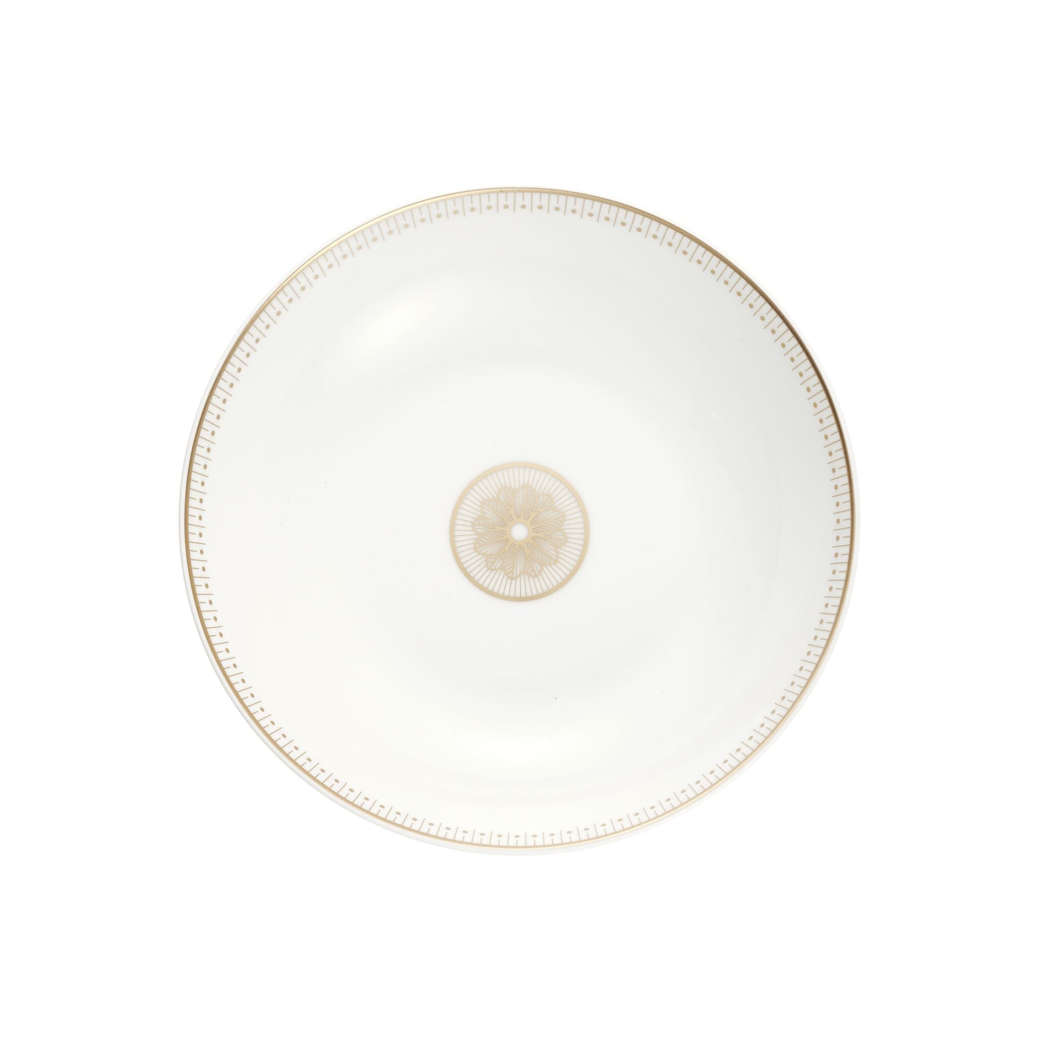 Christofle Malmaison Porcelain Soup Cereal Bowl Gold Finish in porcelain on a white background