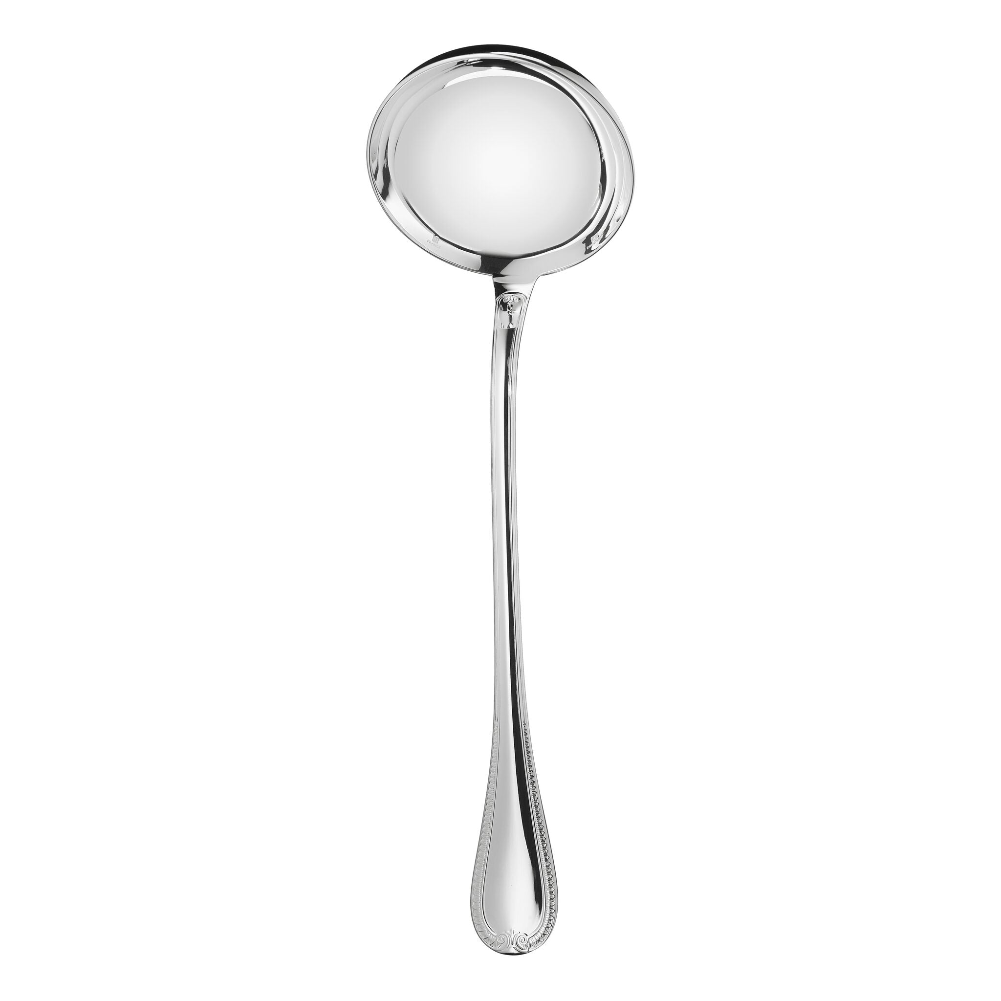 Christofle Malmaison Silver-Plated Soup Ladle in silver-plate on a white background
