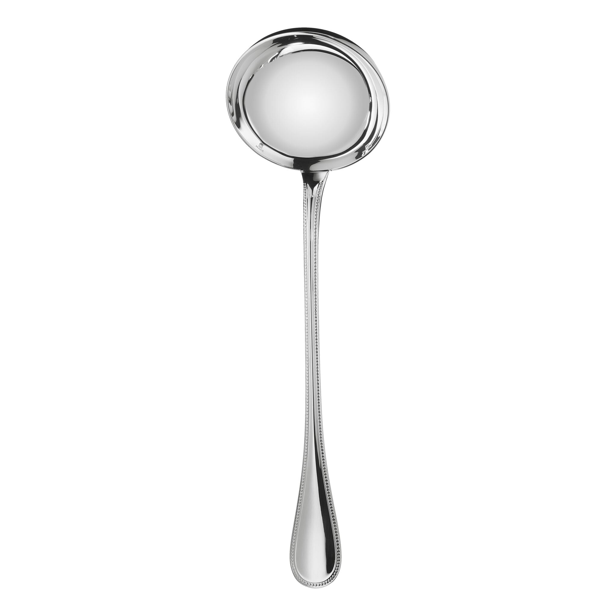 Christofle Perles Silver-Plated Soup Ladle in silver-plate on a white background
