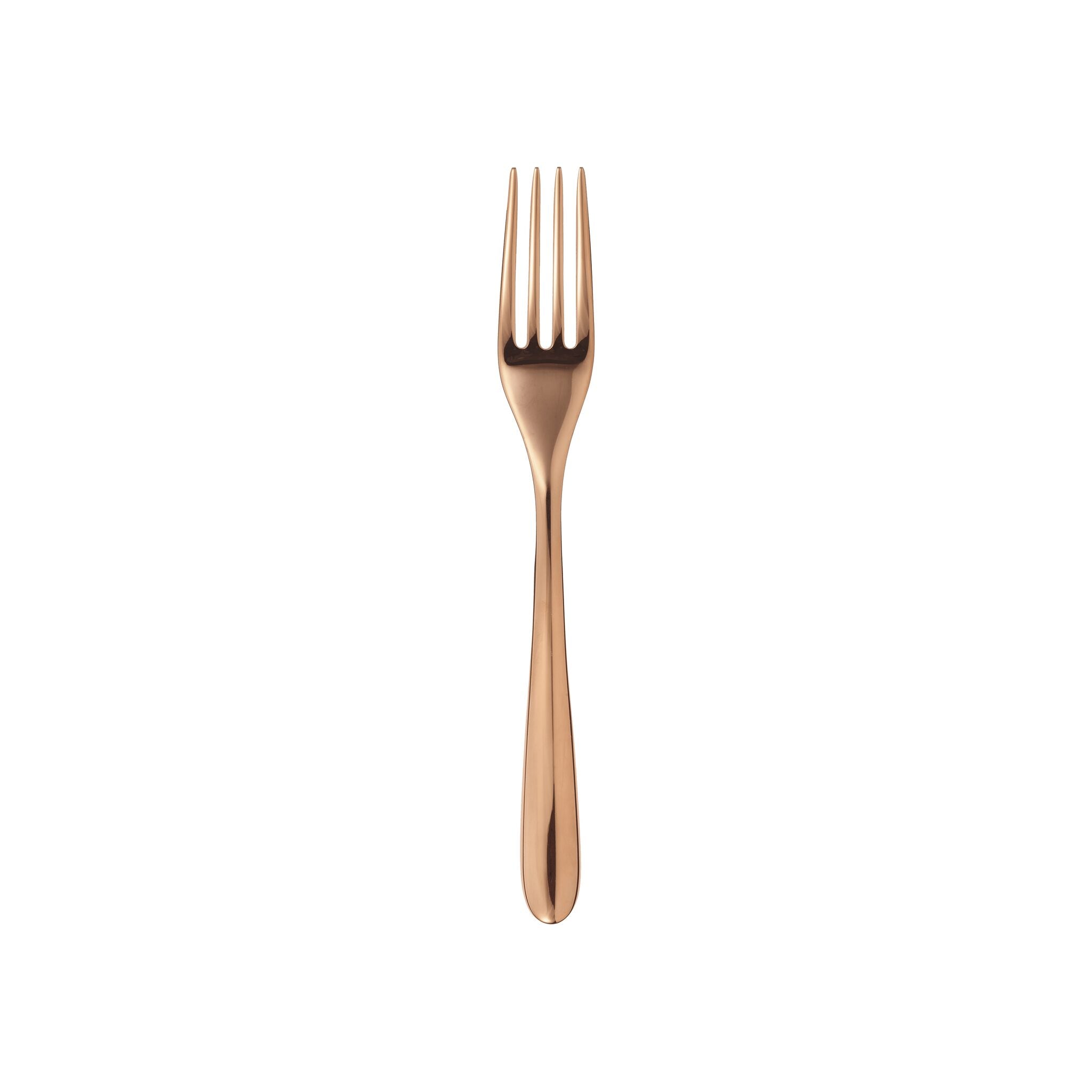 Christofle L'Ame de Christofle Copper Stainless Steel Dessert Fork in stainless steel on a white background