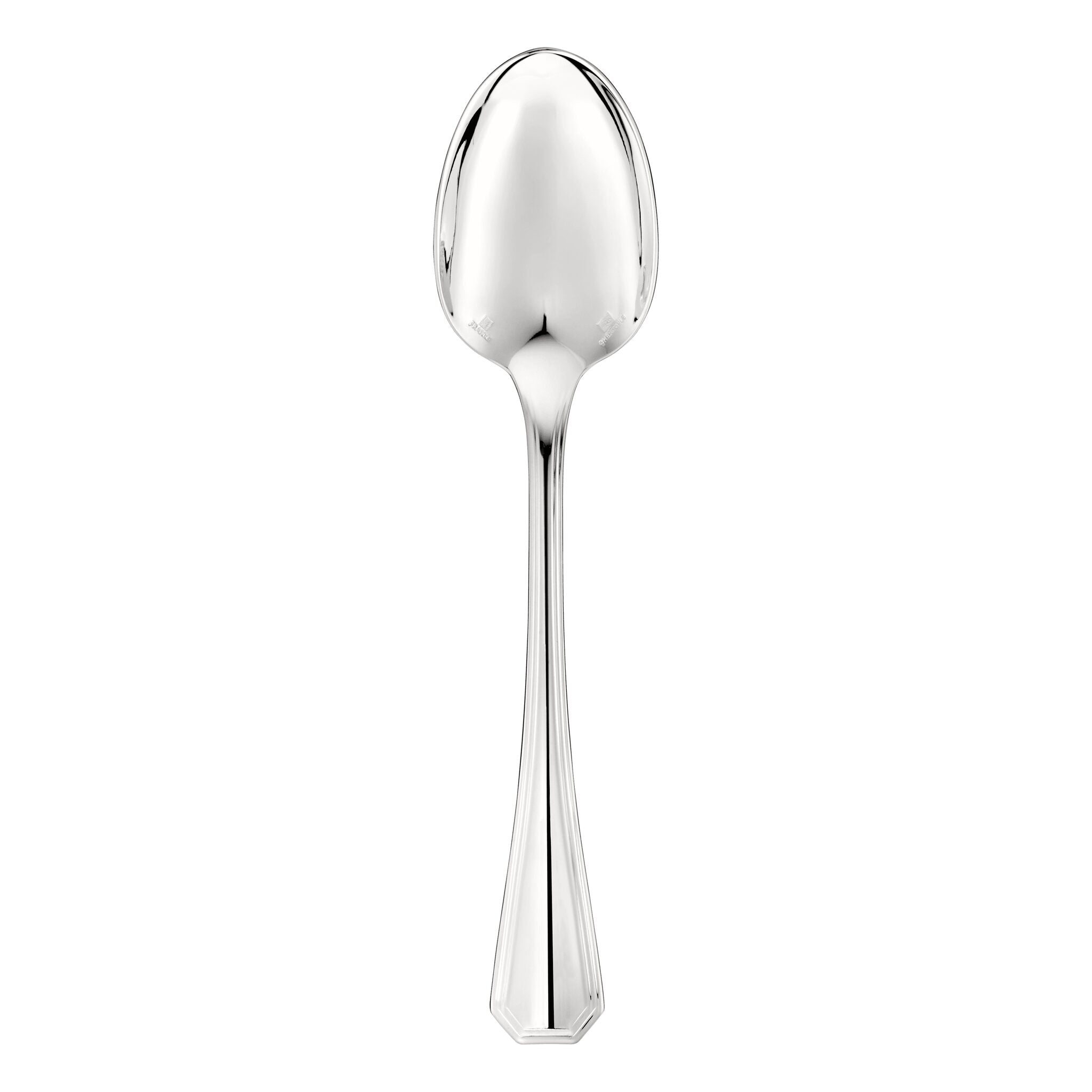 Christofle America Silver-Plated Standard Soup Spoon in silver-plate on a white background