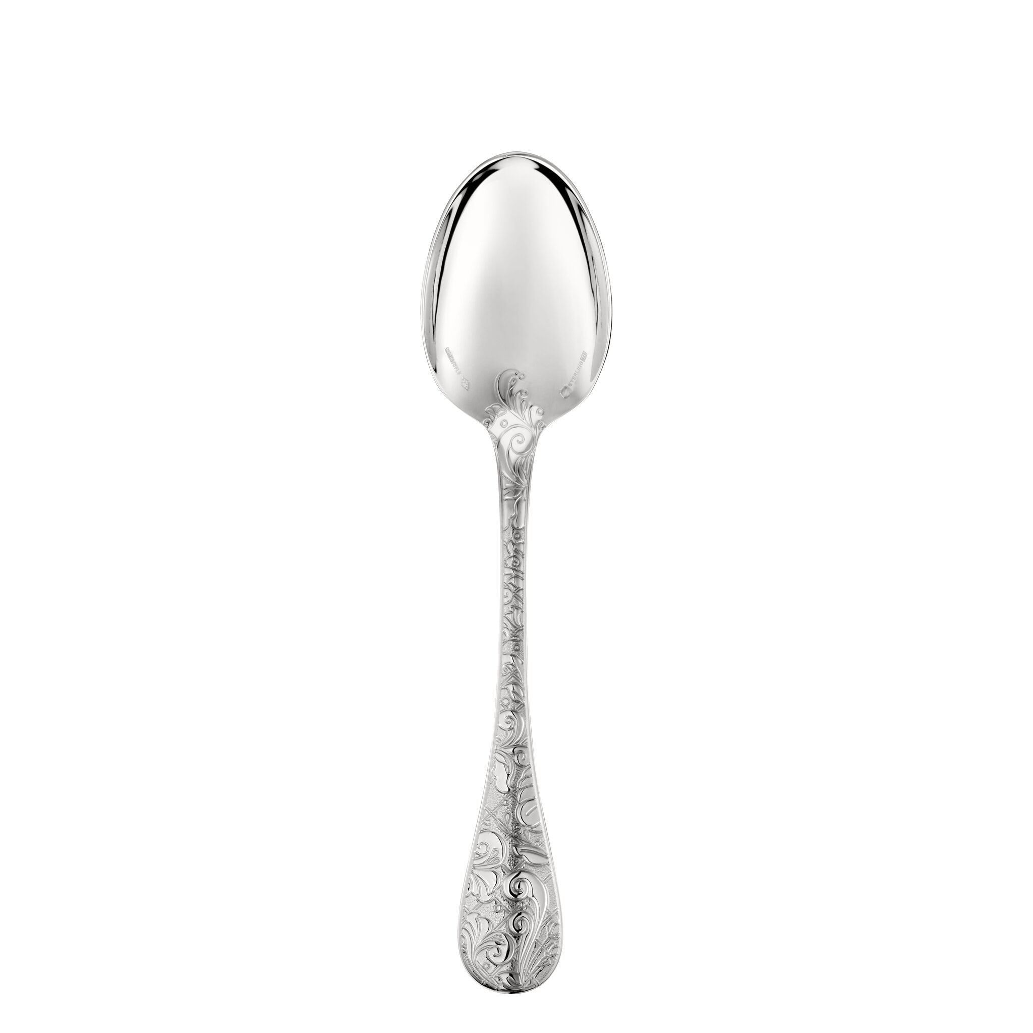 Christofle Sterling Silver Standard Table Spoon in sterling silver on a white background