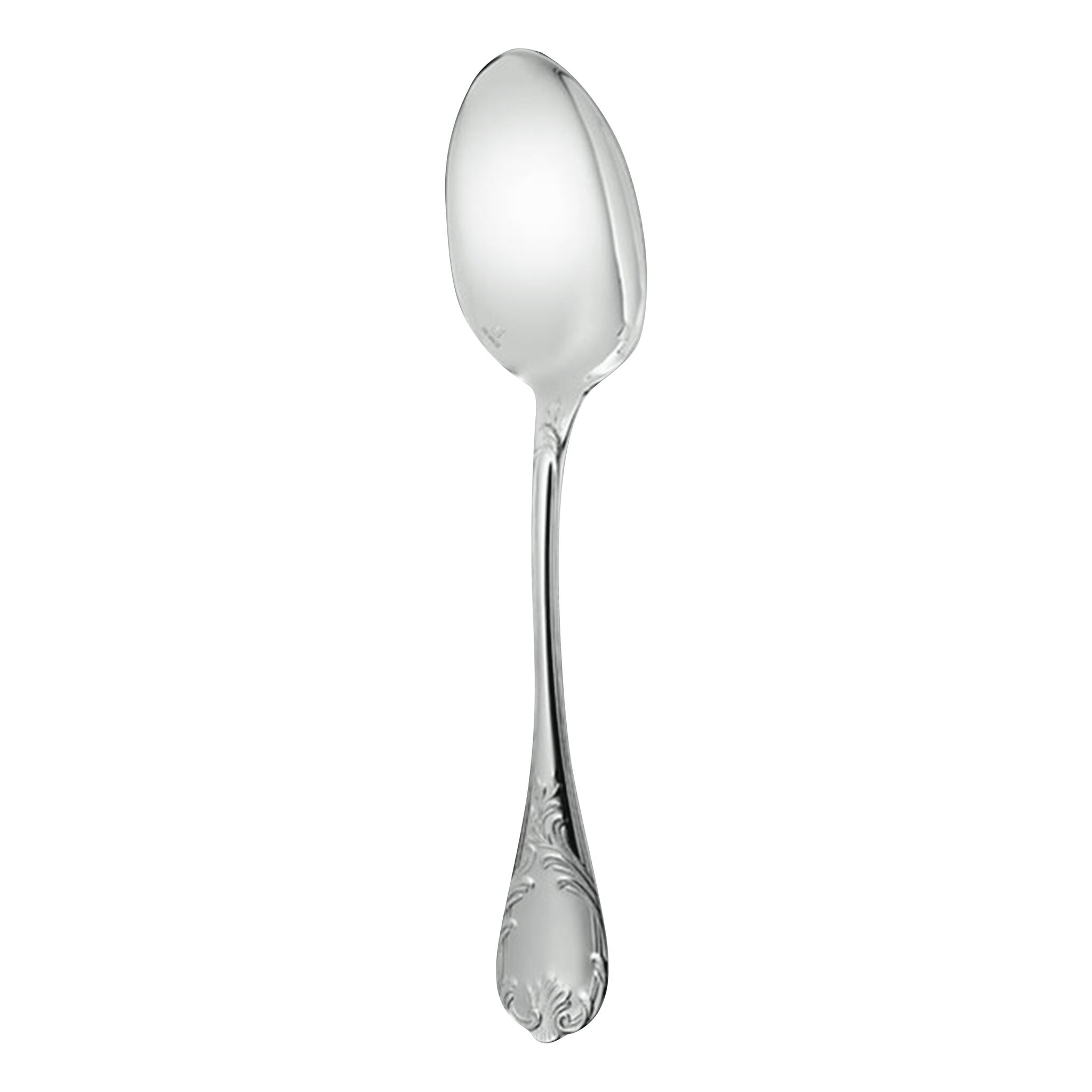 Christofle Marly Standard Soup Spoon in sterling silver on a white background