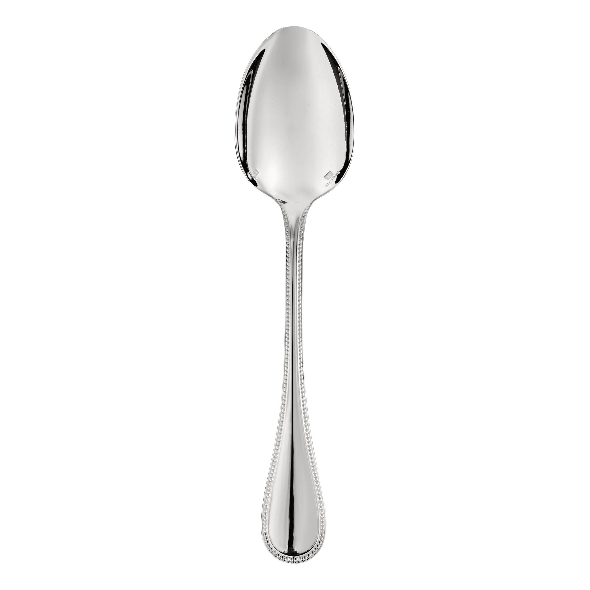 Christofle Perles Silver-Plated Standard Soup Spoon in silver-plate on a white background
