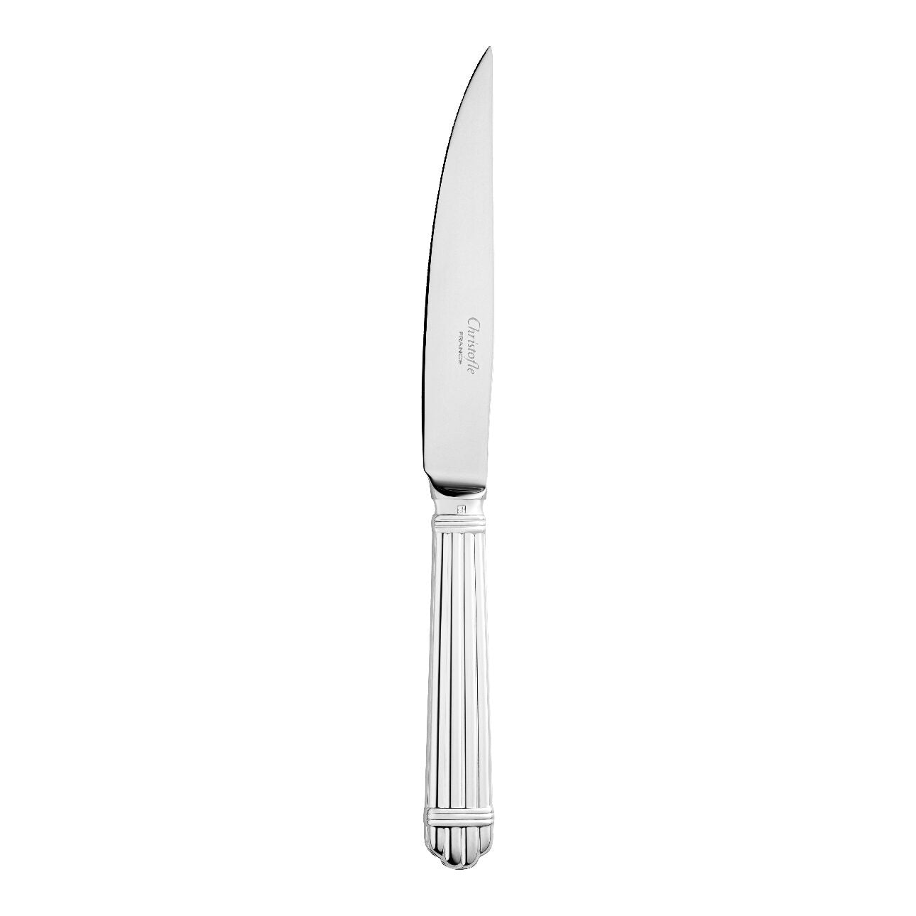 Christofle Steak Knife Aria Silver Plated in silver-plate on a white background