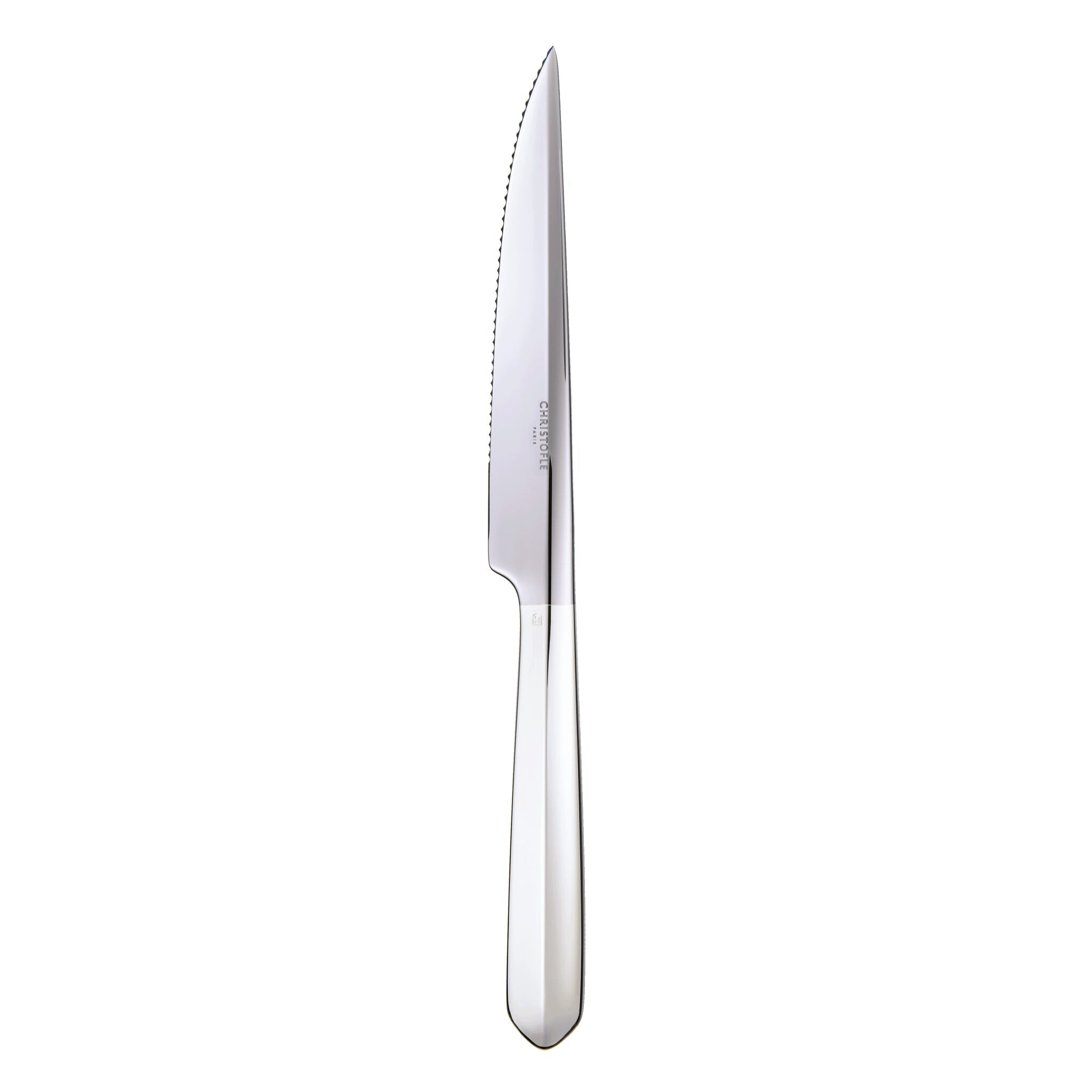 Christofle Infini Silver-Plated Steak Knife in silver-plate on a white background