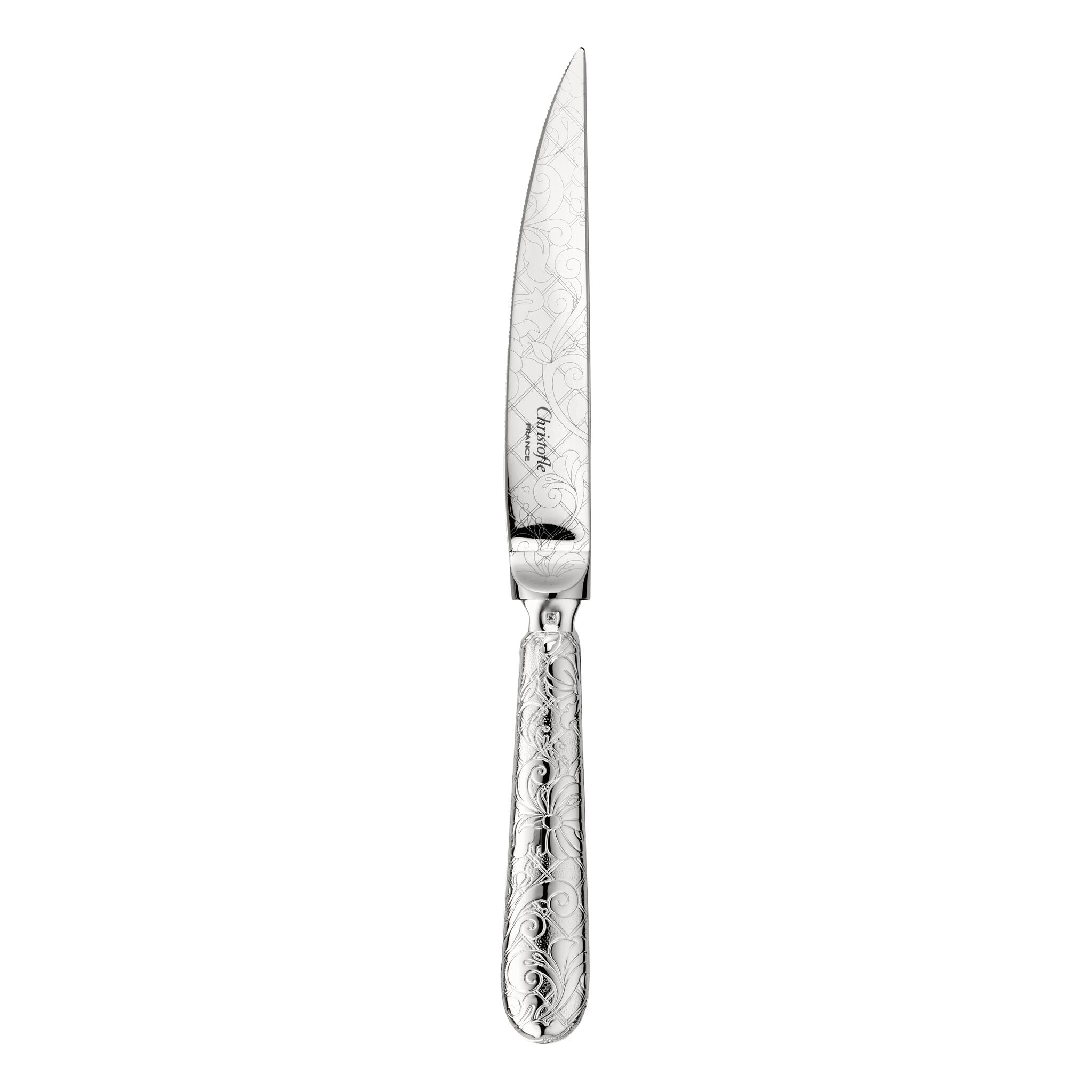 Christofle Jardin d'Eden Silver-Plated Steak Knife in silver-plate on a white background