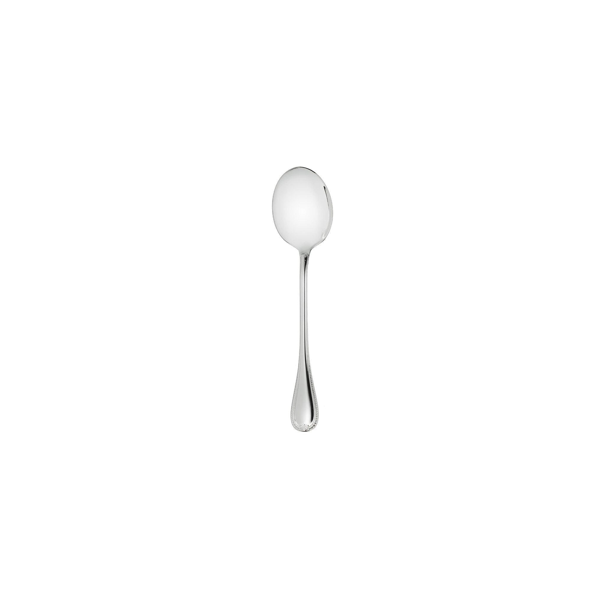 Christofle Malmaison Sterling Silver Salad Serving Spoon in sterling silver on a white background