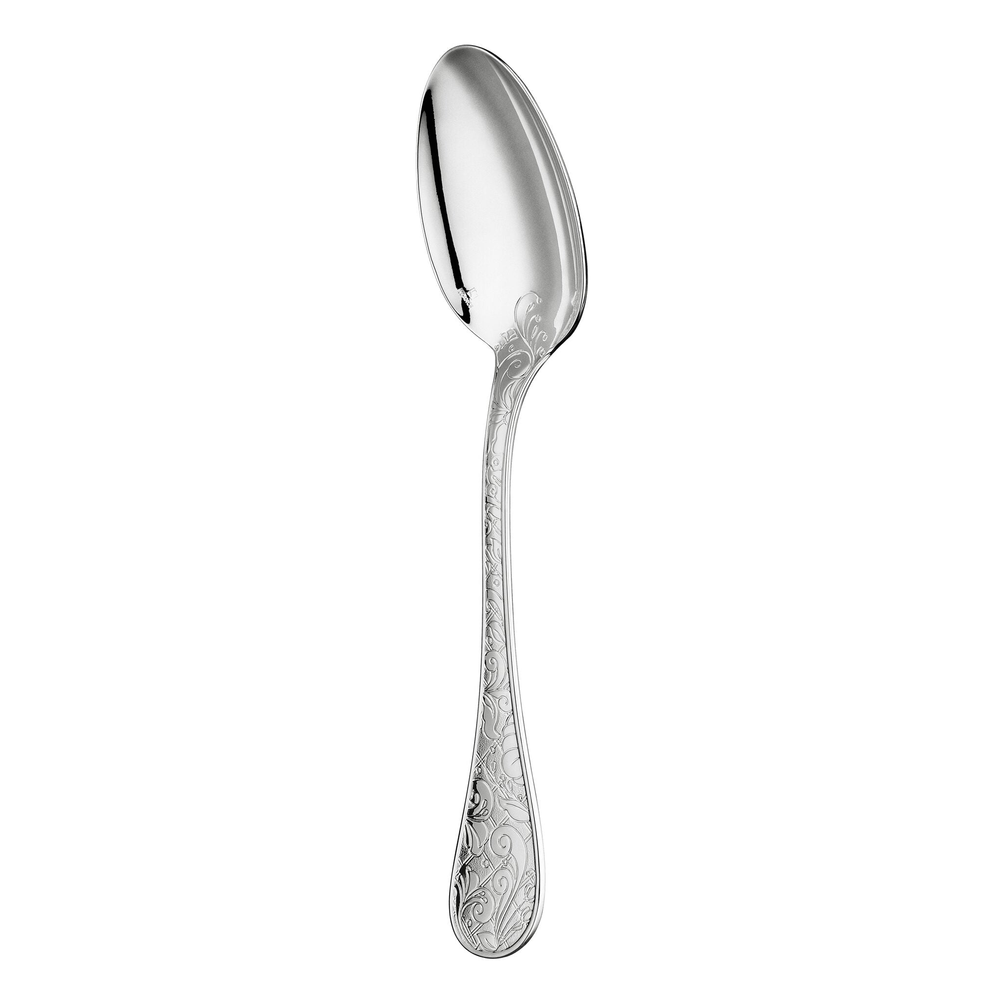 Christofle Jardin d'Eden Sterling Silver Table Spoon in sterling silver on a white background