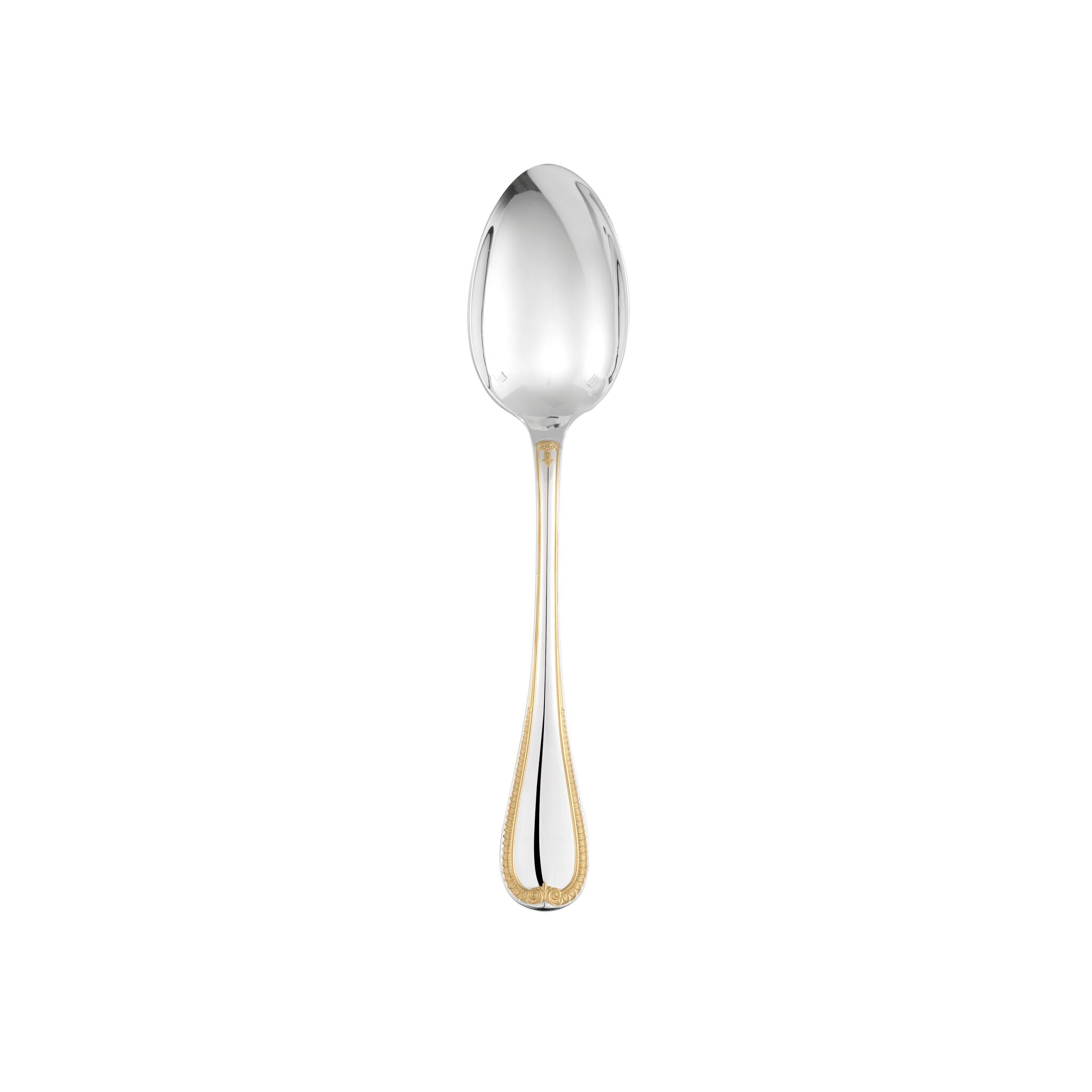Christofle Malmaison Partially Gilded Silver-plated Table Spoon in silver-plate on a white background