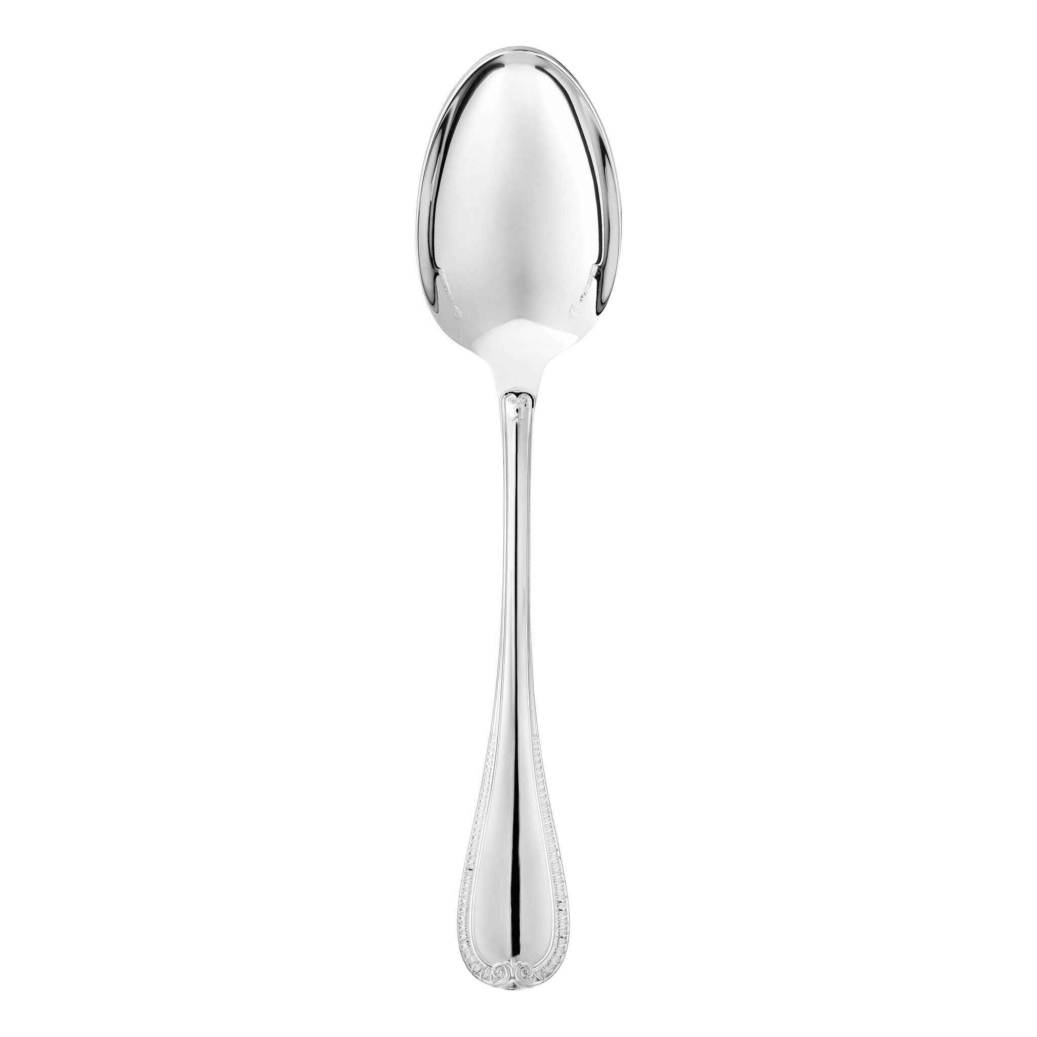 Christofle Malmaison Sterling Silver Table Spoon in sterling silver on a white background