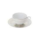 Christofle Malmaison Porcelain Tea Cup and Saucers Gold Finish — additional view