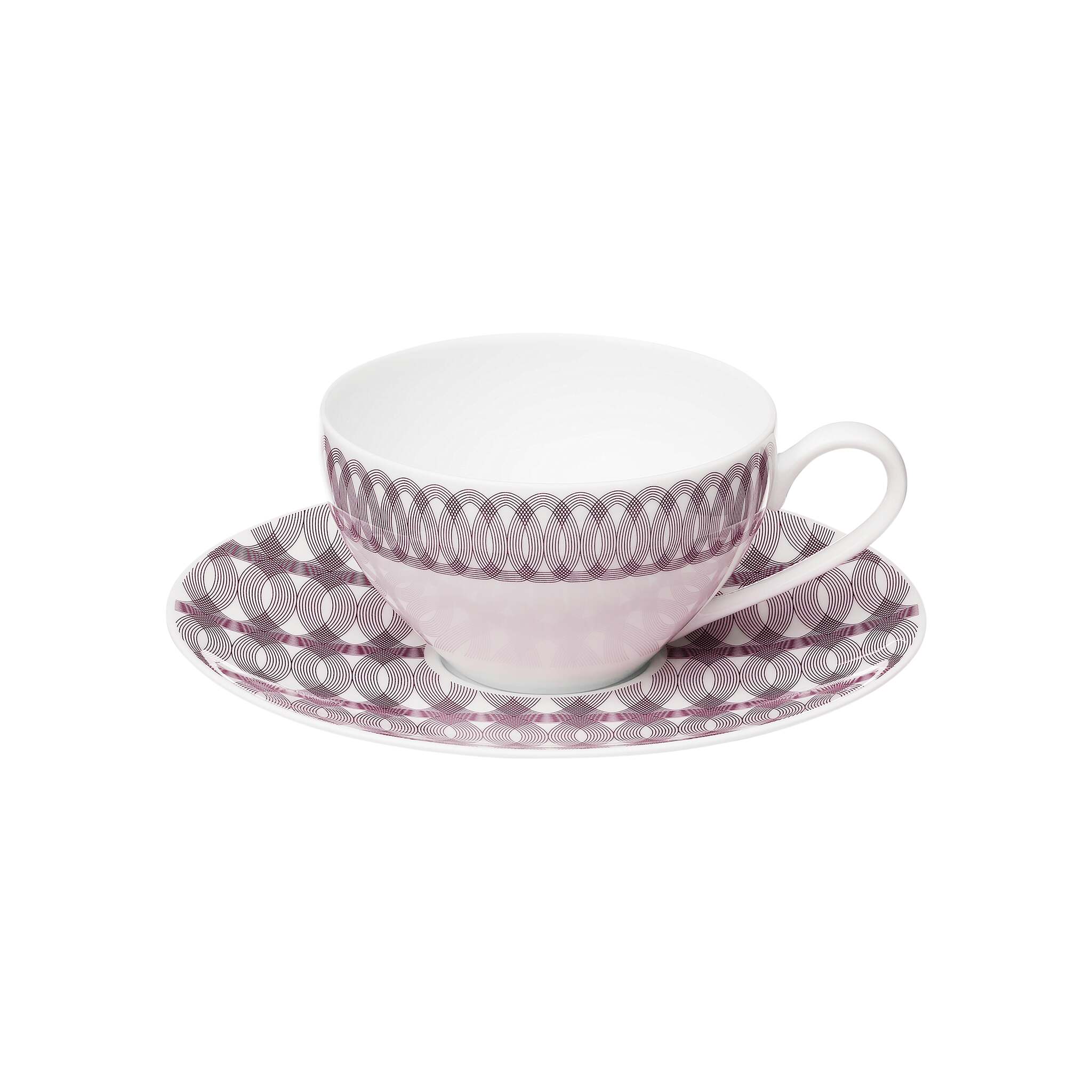 Christofle Porcelain Tea Cup & Saucer in porcelain on a white background