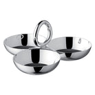 Christofle Vertigo Medium Silver-Plated 3-Bowl Aperitif Serving Dish in silver-plate on a white background