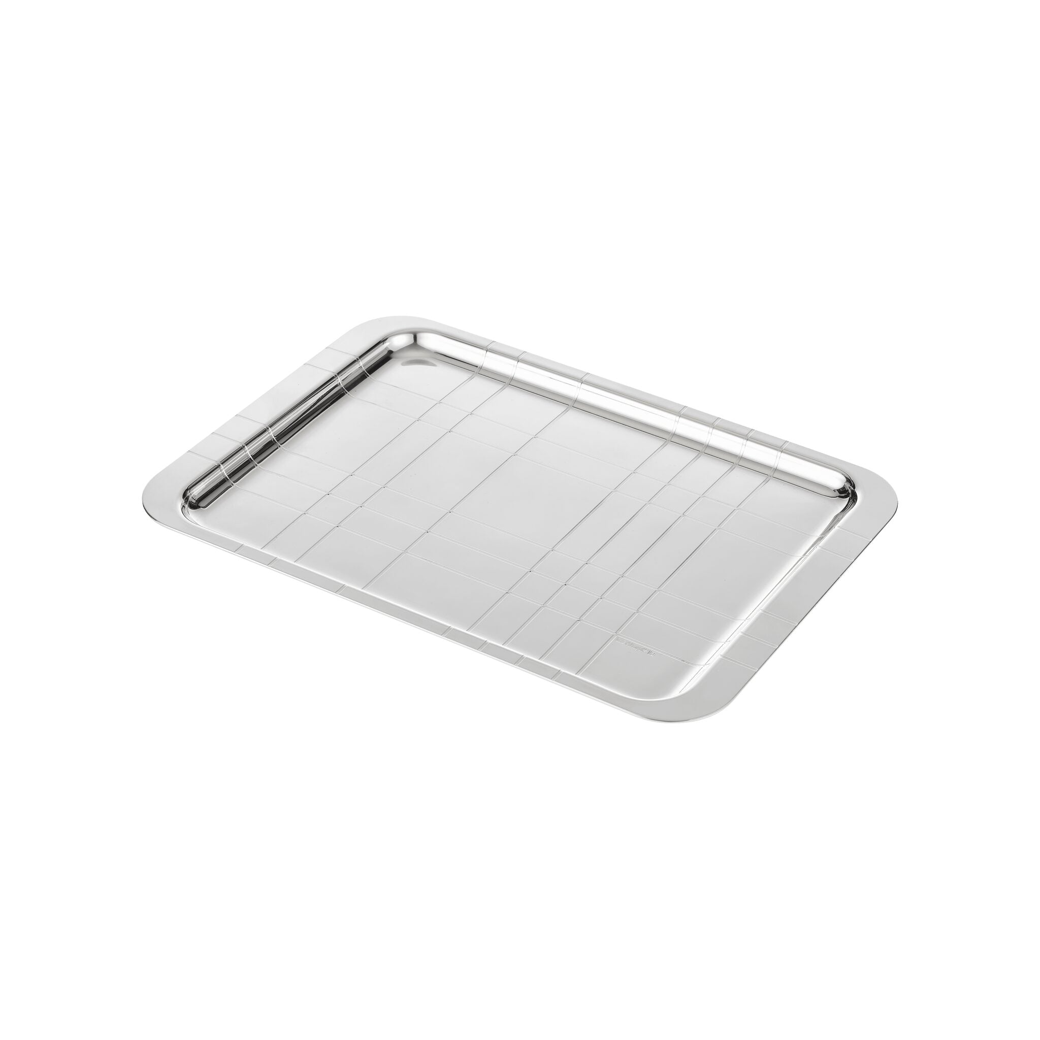 Christofle Graphik Silver-Plated Rectangular Tray - 8 X 12 in in silver-plate on a white background