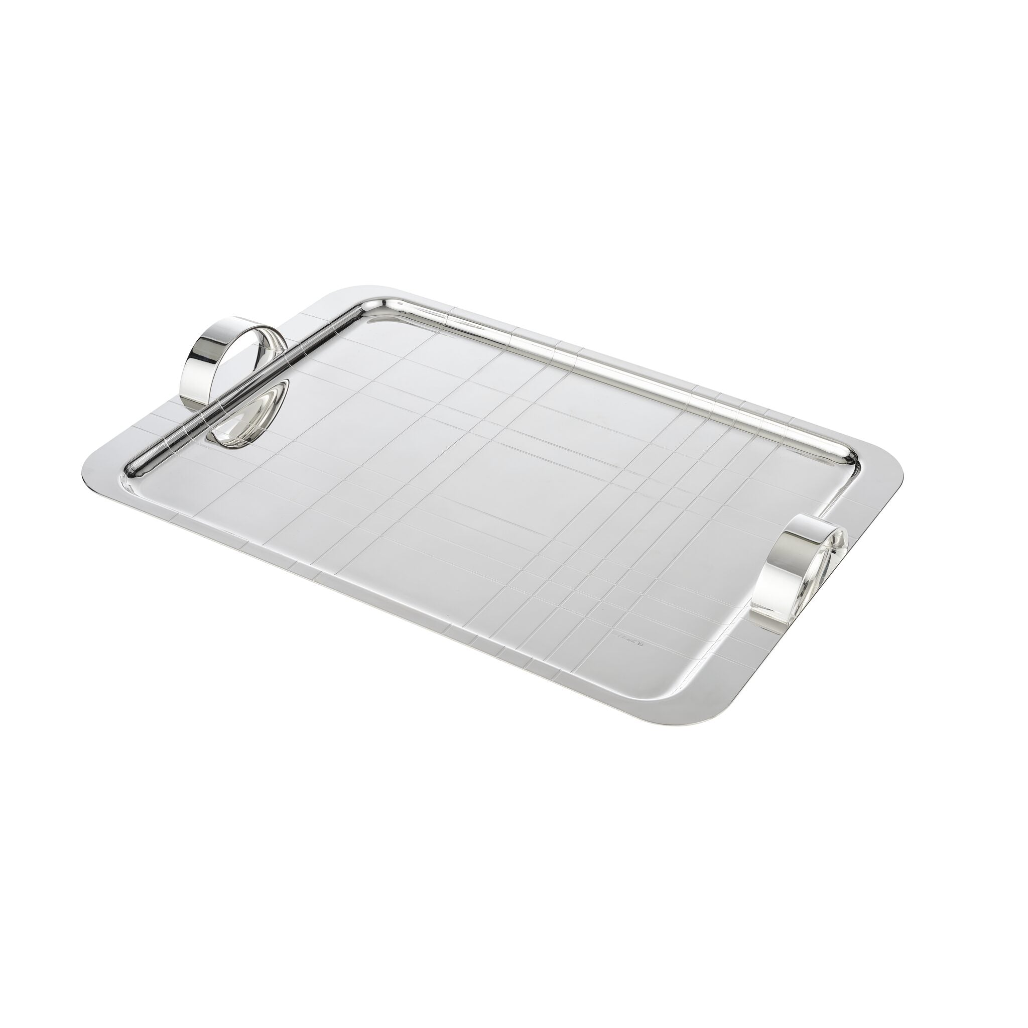 Christofle Graphik Silver-Plated Rectangular Tray - 18 X 13 in in silver-plate on a white background