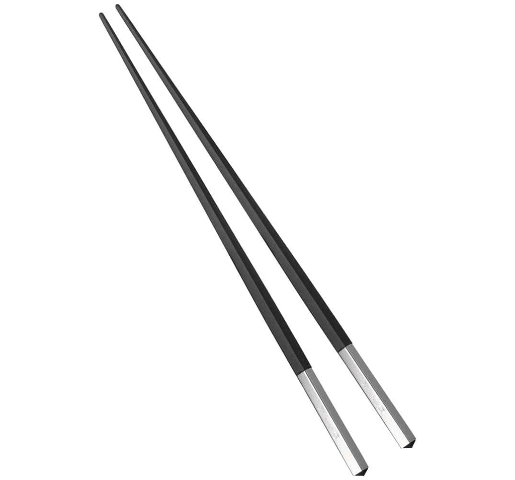 Christofle Uni pair of black Japanese chopsticks, resin and silver-plated