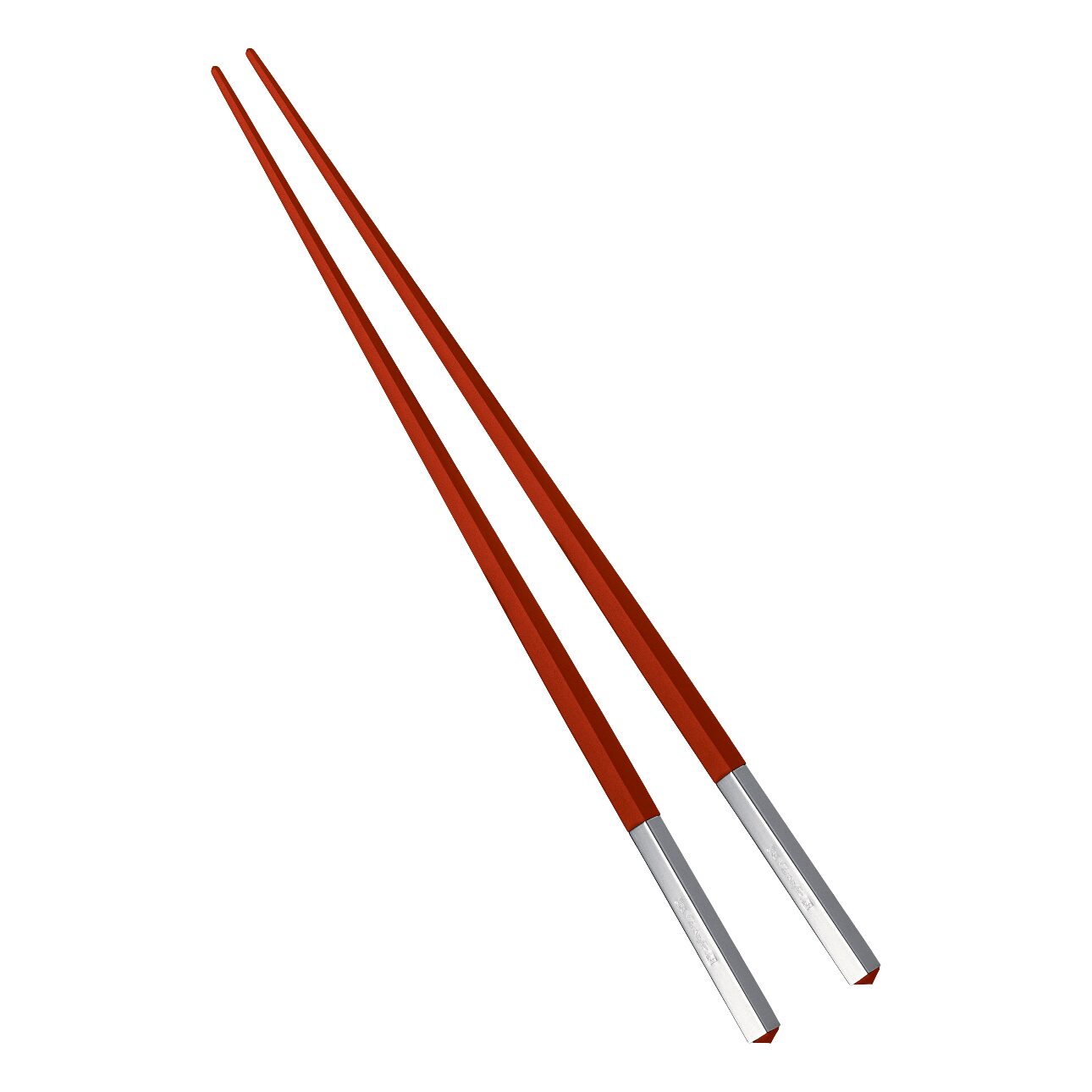 Christofle Silver-Plated Red Japanese Chopsticks in silver-plate on a white background