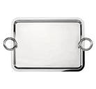 christofle virtigo large rectangular tray with circular handles on two sides