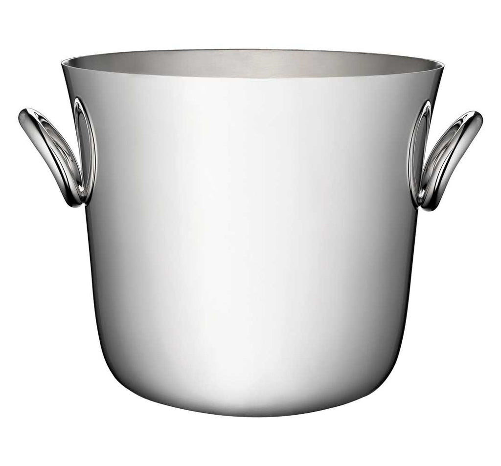 christofle vertigo silver-plated ice bucket with round handles on two sides