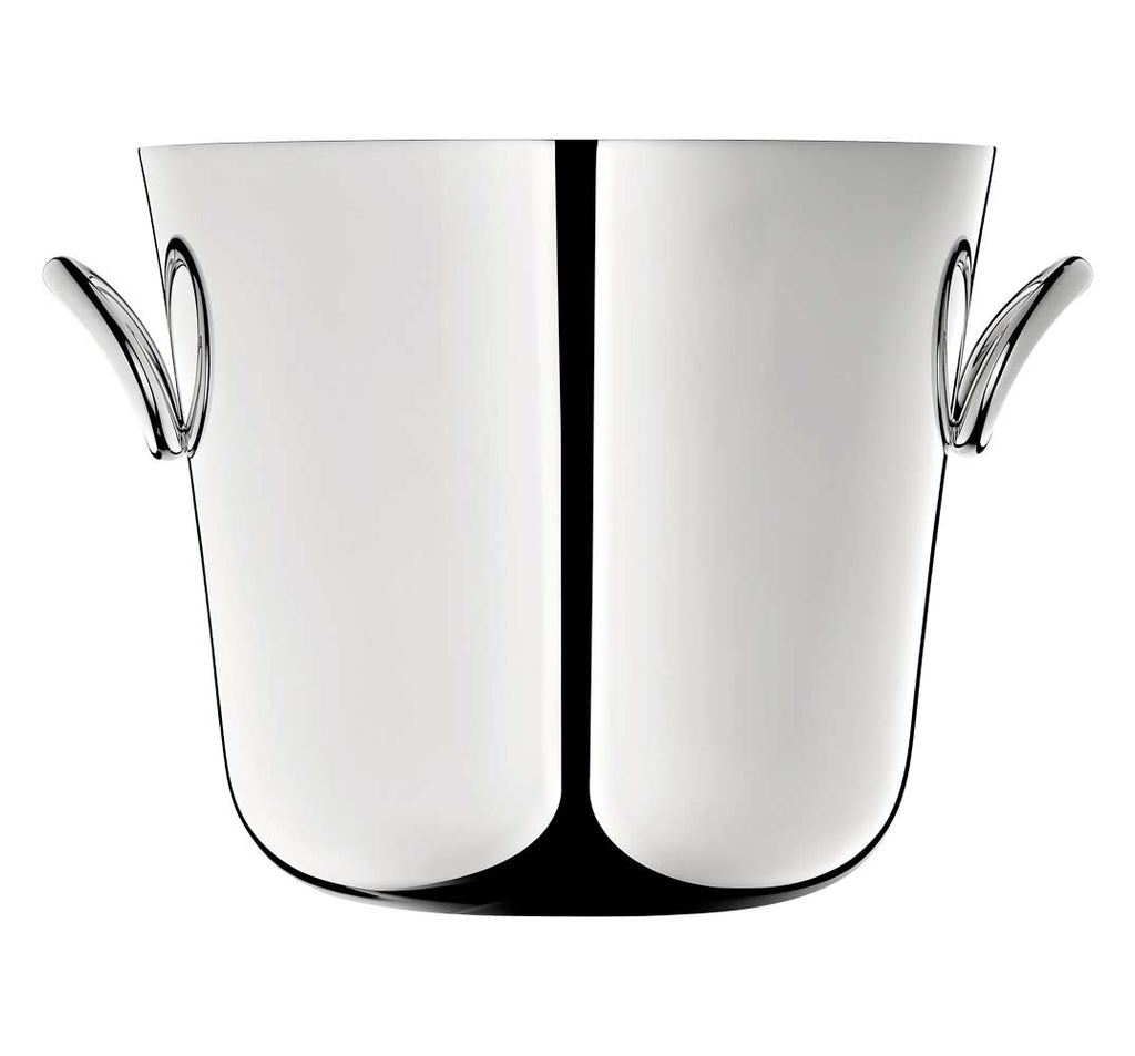 christofle vertigo silver-plated ice bucket with round handles on two sides