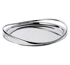 christofle vertigo silver-plated round serving tray with a ring over the rim
