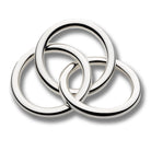 Cunill 3 Rings Sterling Silver Baby Teething Rattle, sterling silver baby rattle, on a white background