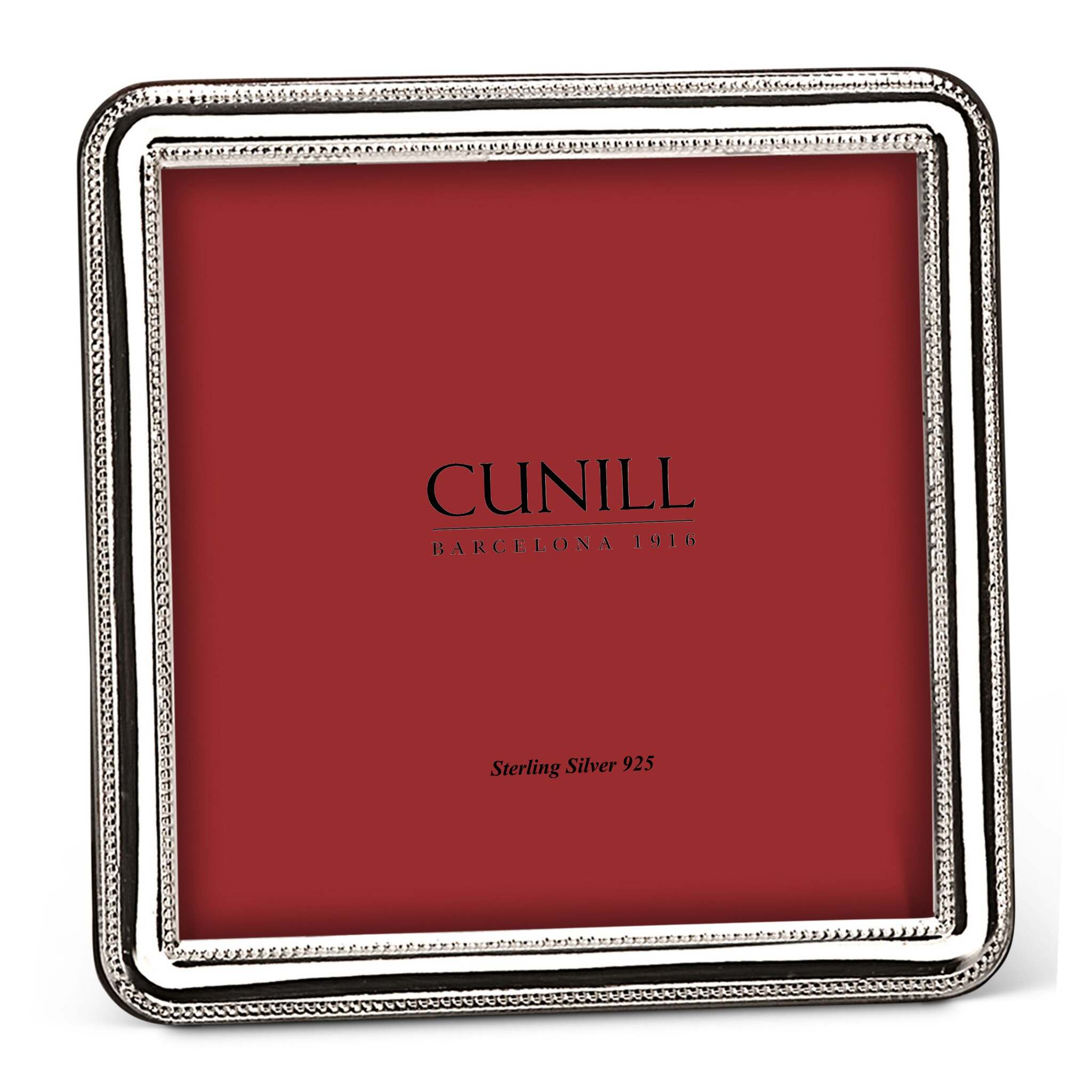 Cunill 'Addison Bead' 2.5x2.5 Non-Tarnish Sterling Silver Picture Frame, sterling silver picture frame, on a white background