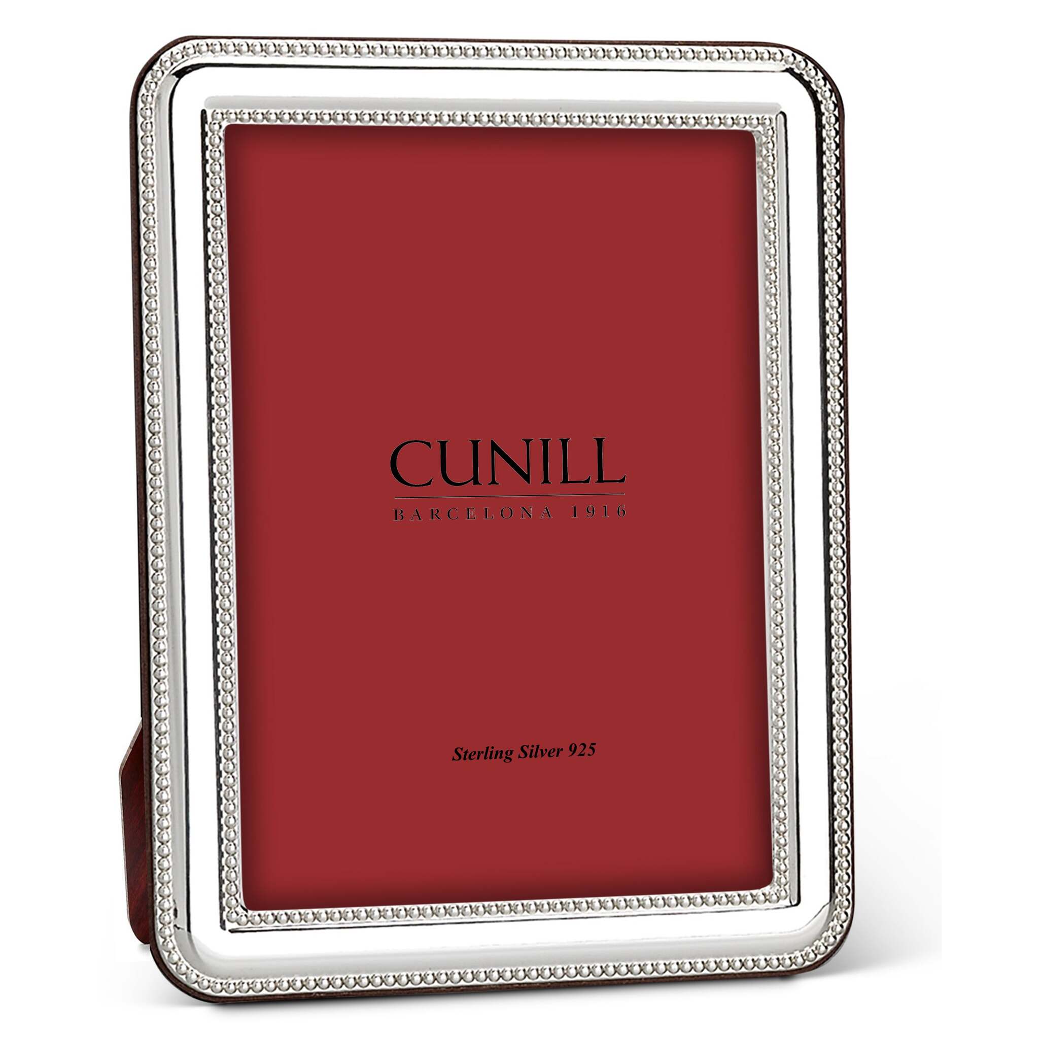 Cunill 'Addison Bead' 5x7 Non-Tarnish Sterling Silver Picture Frame, sterling silver picture frame, on a white background
