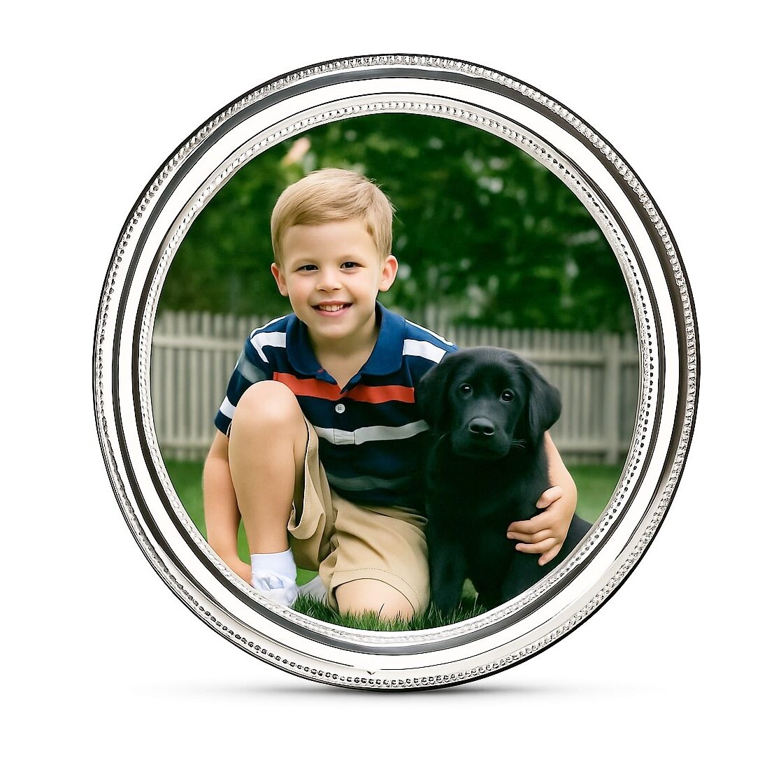 Cunill Beaded Round Non-Tarnish 5" Sterling Silver Picture Frame — additional view