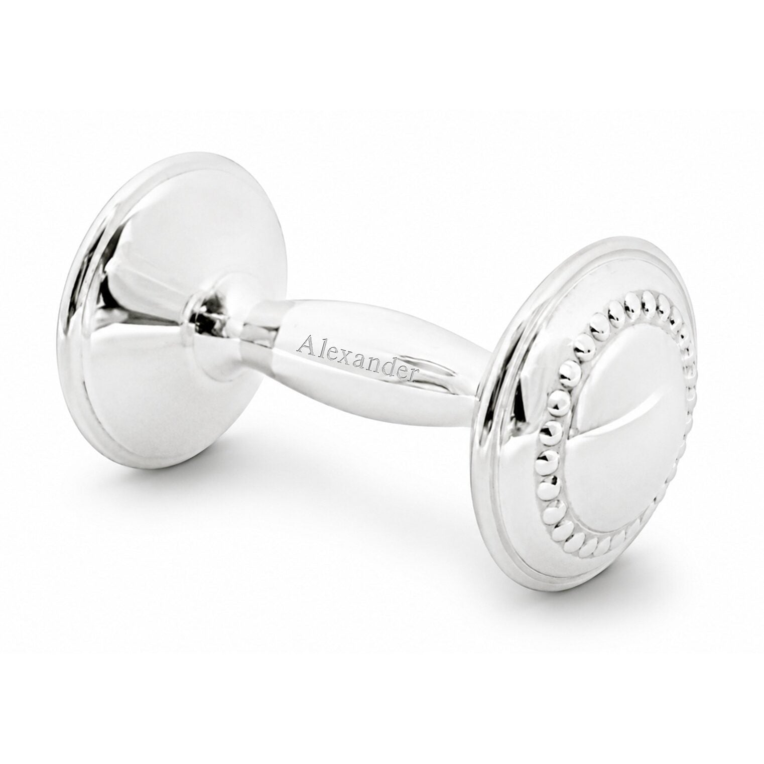 Cunill Beaded Sterling Silver Baby Barbell Rattle — additional view