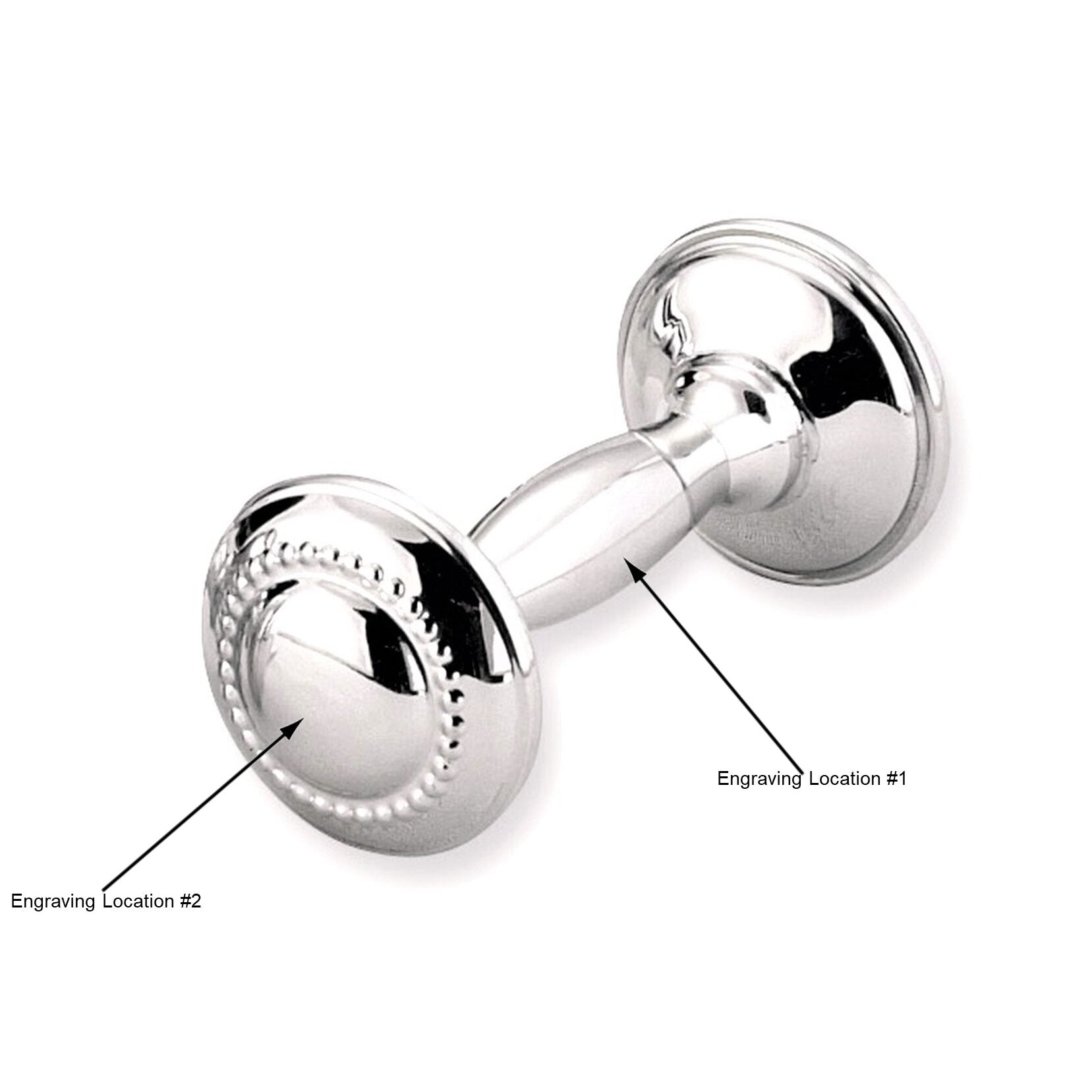 Cunill Beaded Sterling Silver Baby Barbell Rattle — additional view