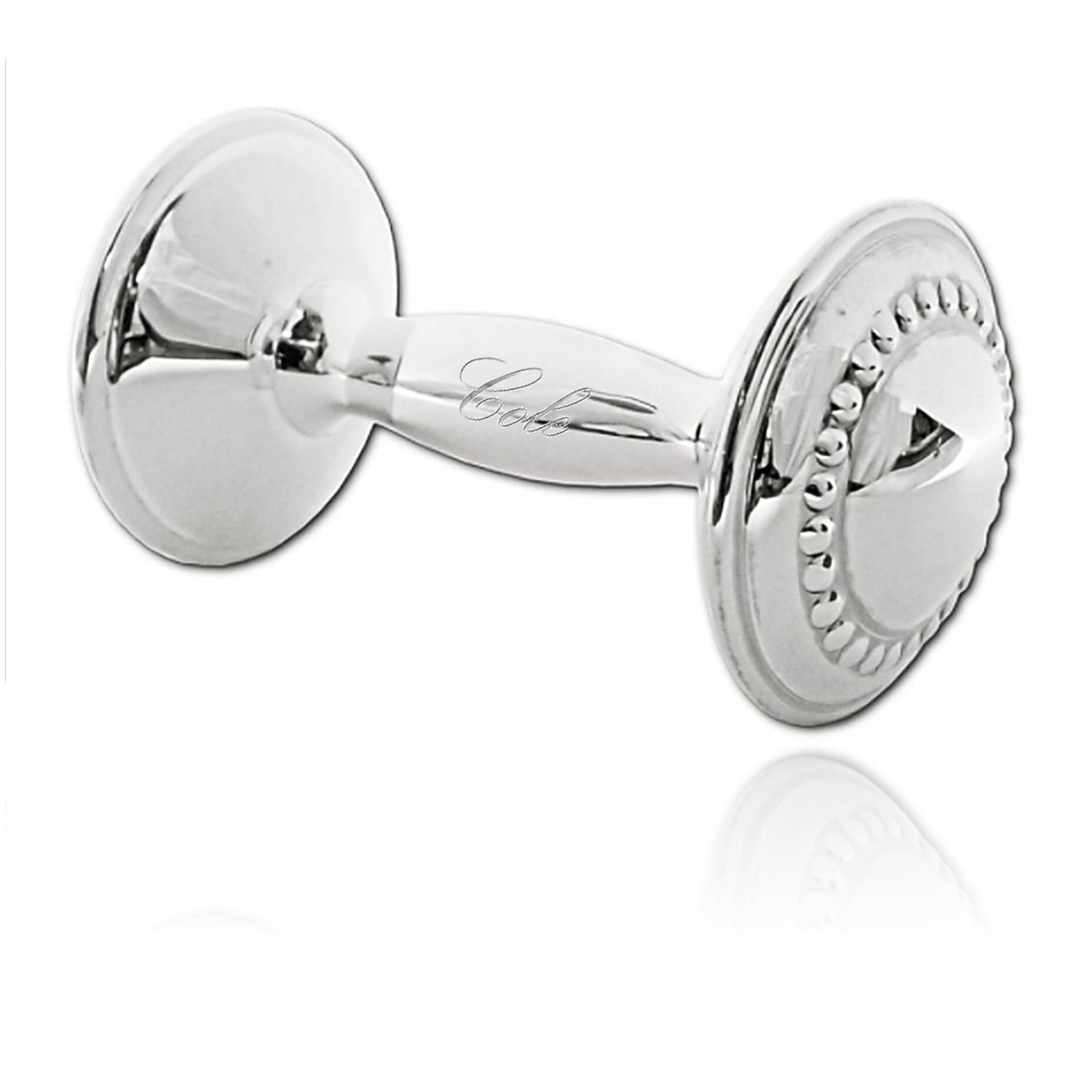 Cunill Beaded Sterling Silver Baby Barbell Rattle — additional view