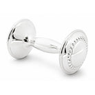 Cunill Beaded Sterling Silver Baby Barbell Rattle, sterling silver baby rattle, on a white background