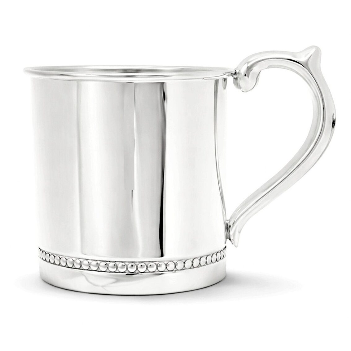 Cunill Beaded Sterling Silver Baby Cup, sterling silver baby cup, on a white background