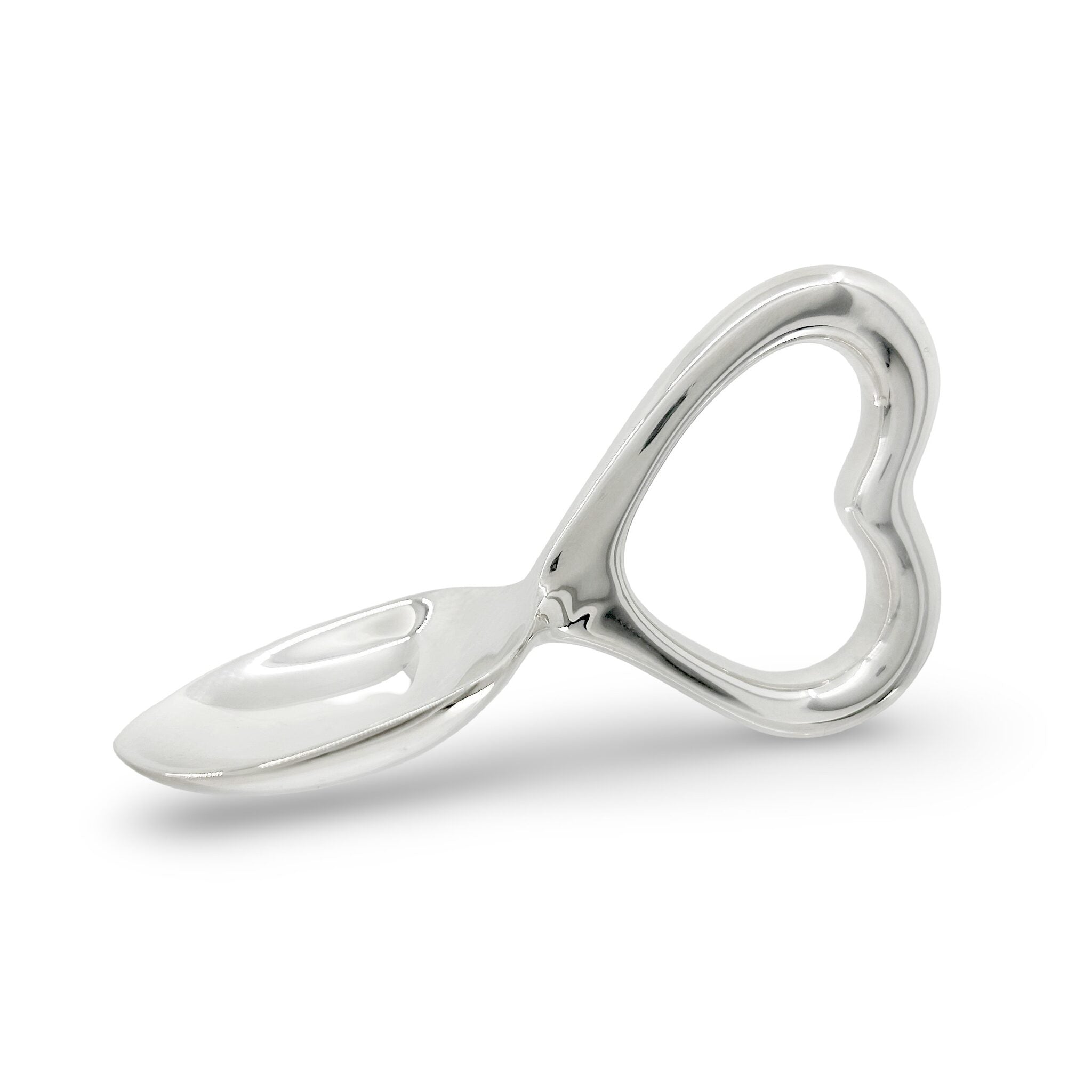 Cunill Bee Wings Silver Plated Baby Feeding Spoon, silver plated baby spoon, on a white background
