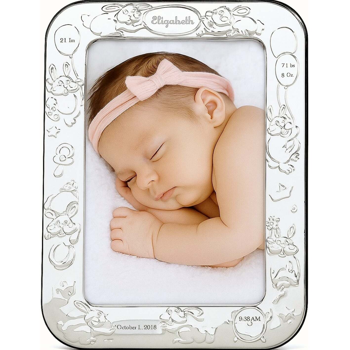 Cunill Bunnies Sterling Silver 4x6 Birth Record Picture Frame — additional view